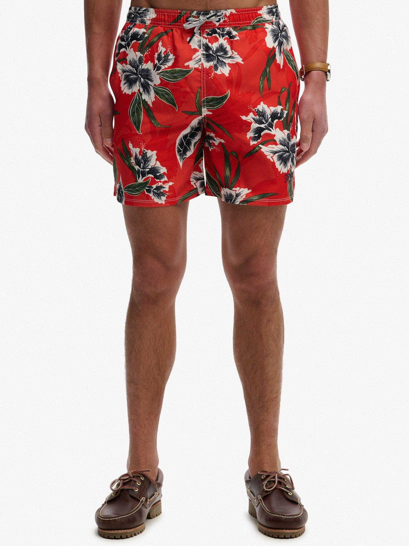 Superdry Hawaiian Print 16 Swim Shorts - Red
