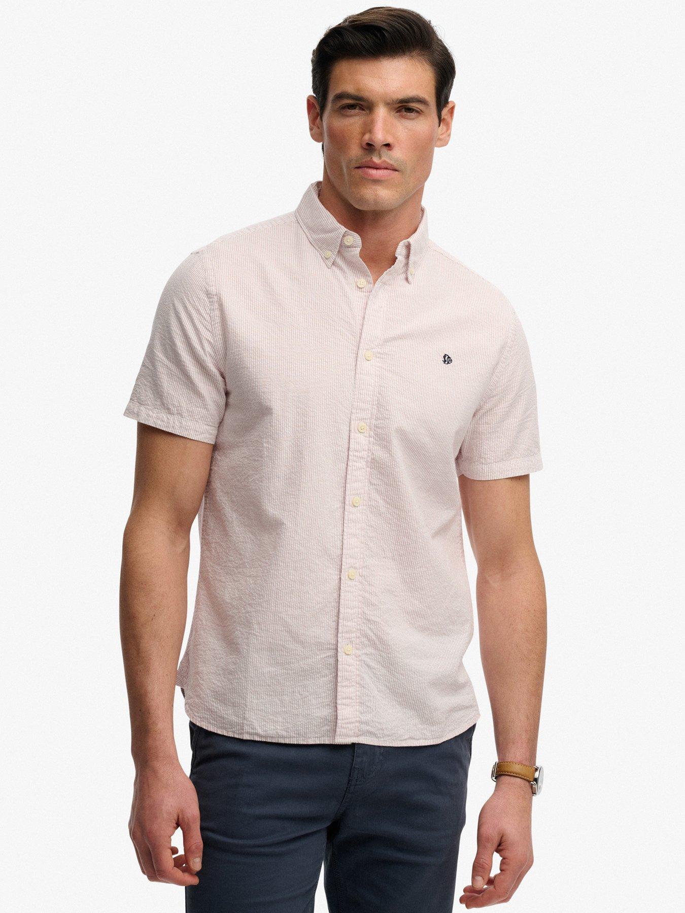 Image 1 of 5 of Superdry Classic Seersucker Short Sleeve Shirt - Pink