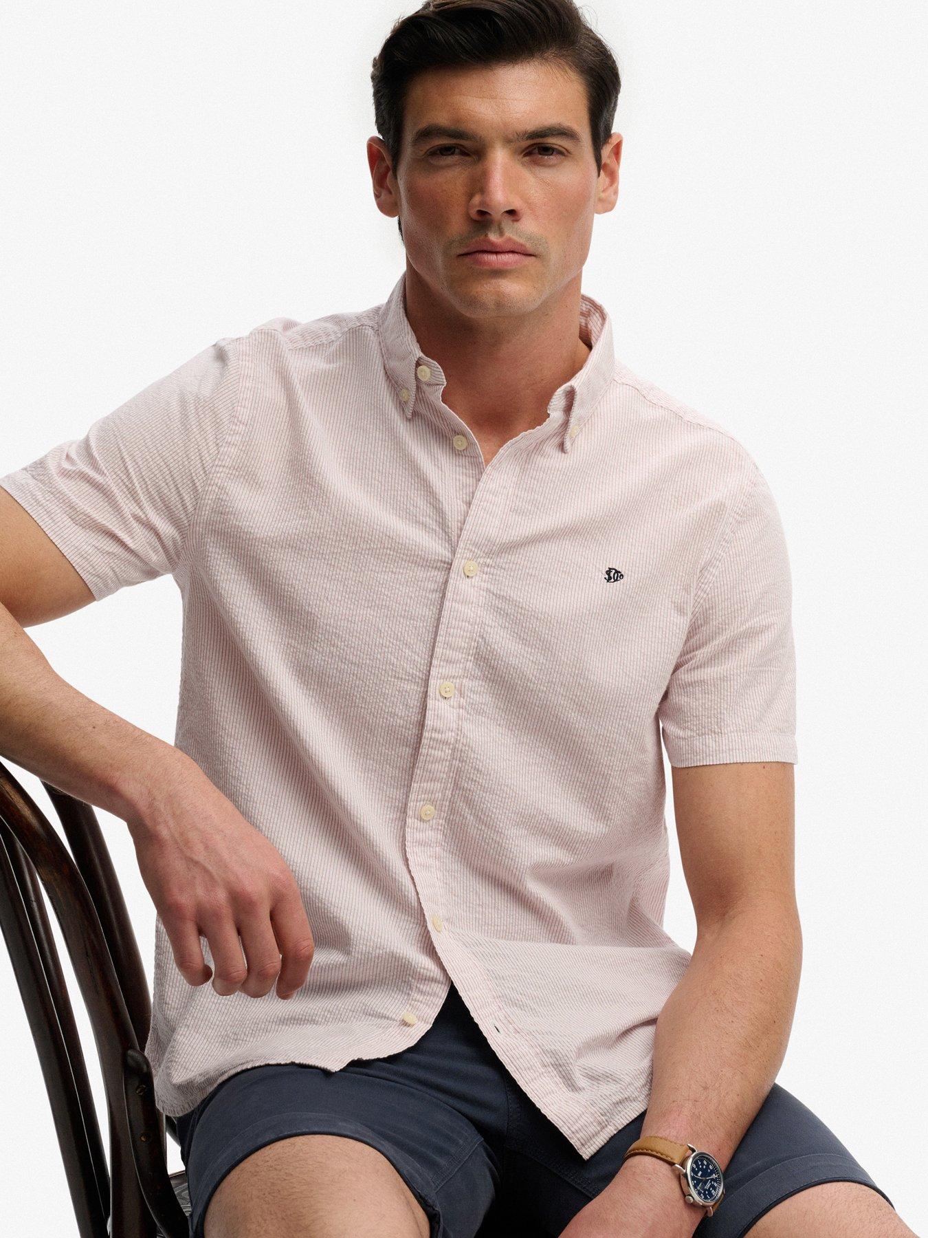 Image 4 of 5 of Superdry Classic Seersucker Short Sleeve Shirt - Pink