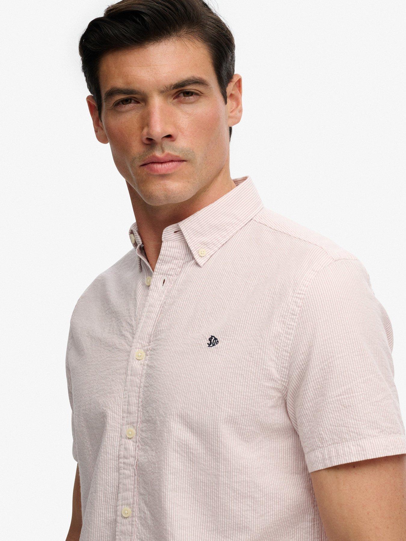 Image 5 of 5 of Superdry Classic Seersucker Short Sleeve Shirt - Pink