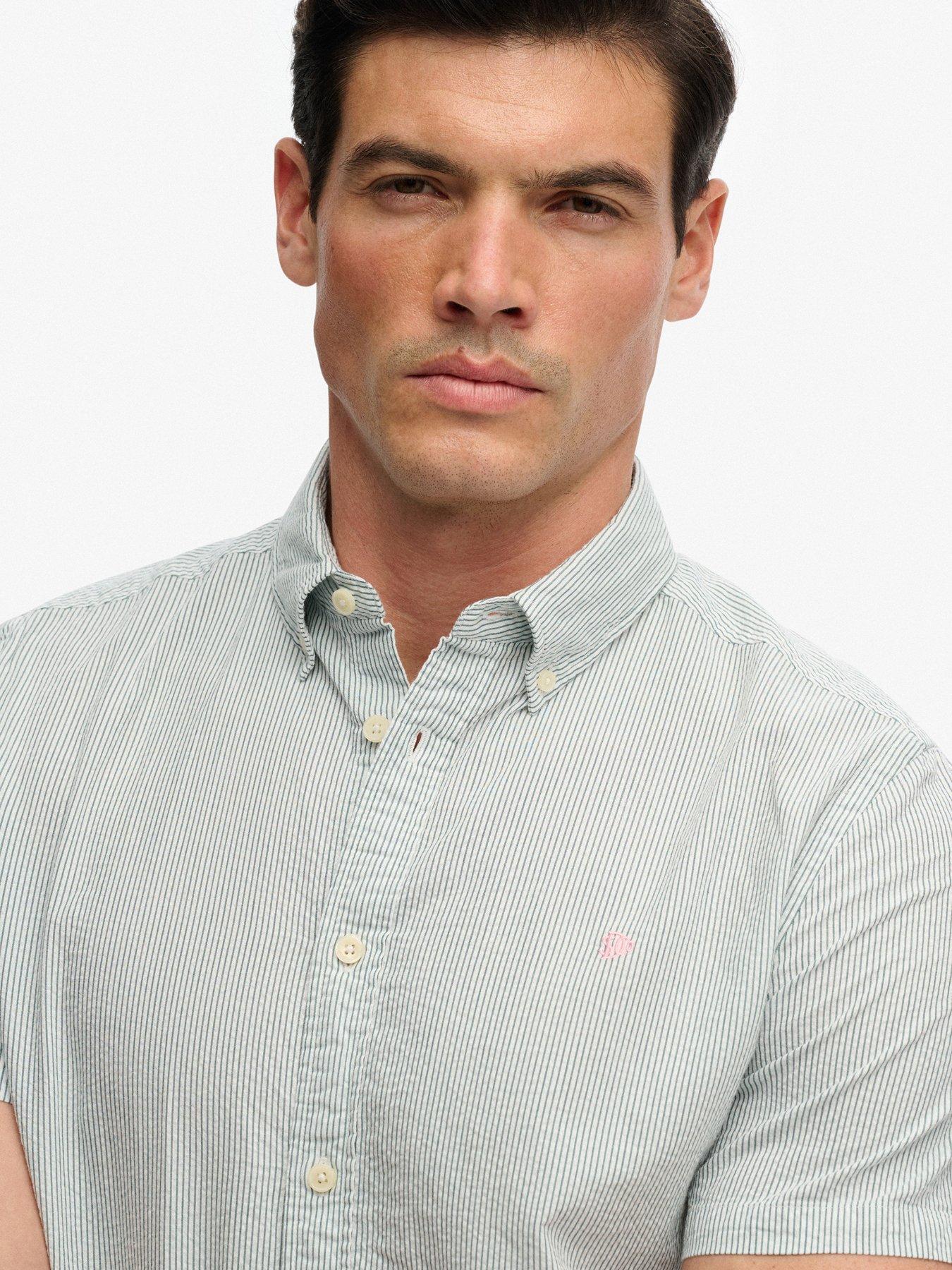 Image 5 of 5 of Superdry Classic Seersucker Short Sleeve Shirt - Green
