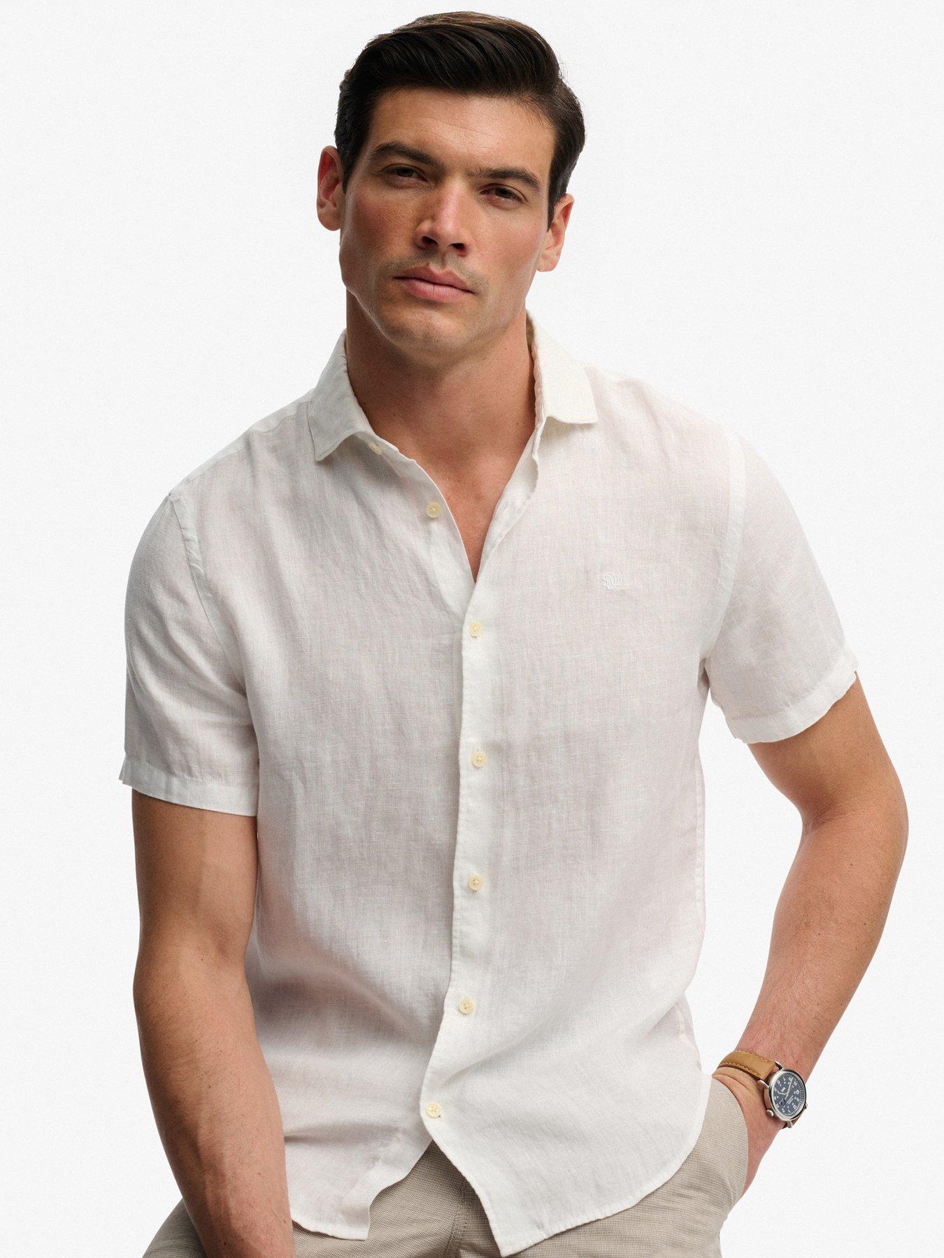 Superdry Riviera Linen Short Sleeve Shirt - White