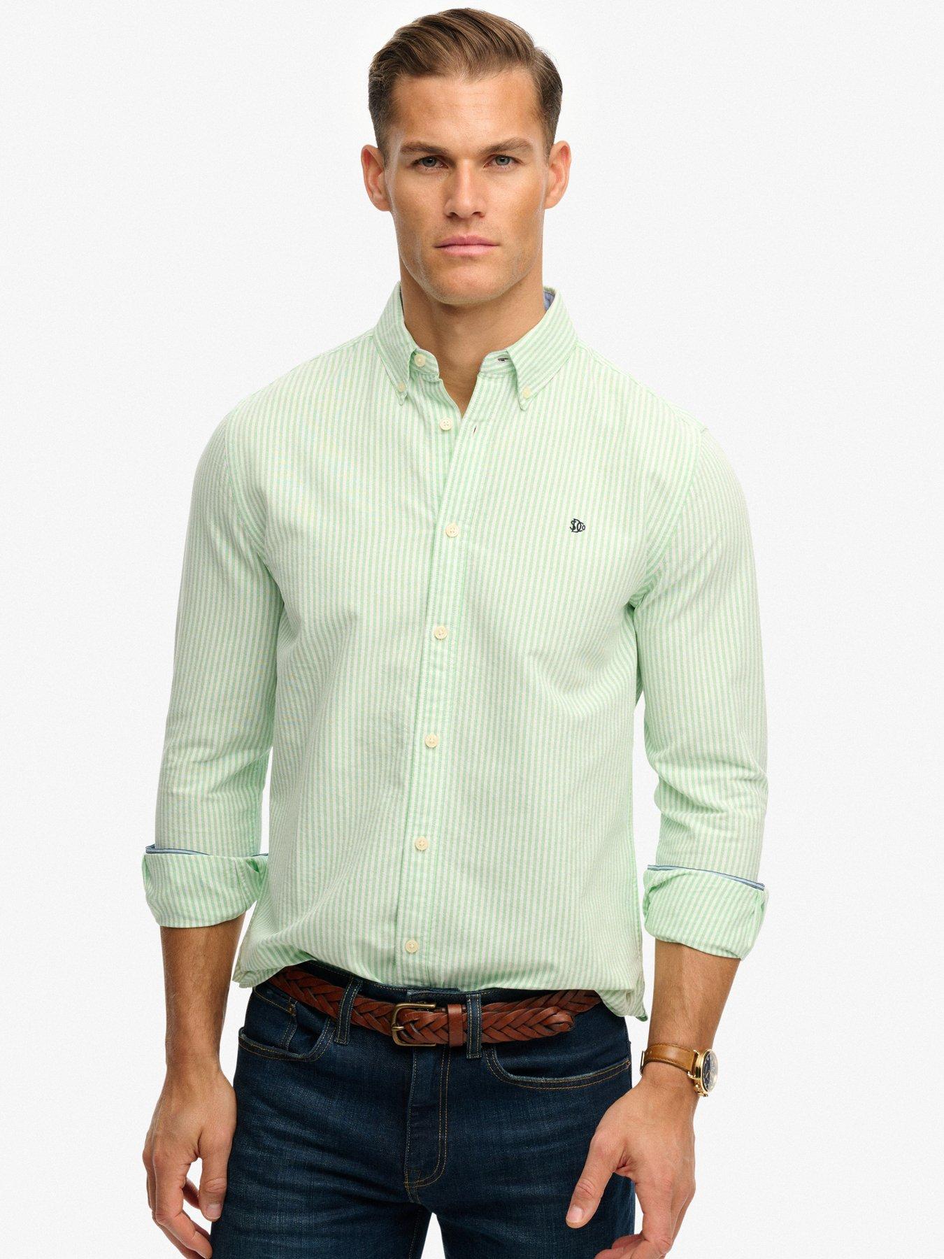 Superdry Preppy Stripe Oxford Long Sleeve Shirt - Green