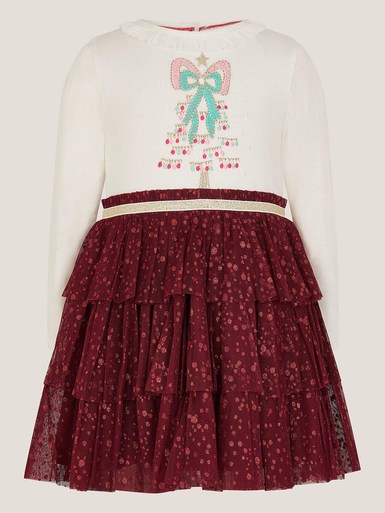  image of monsoon-baby-girls-christmas-disco-dress-red