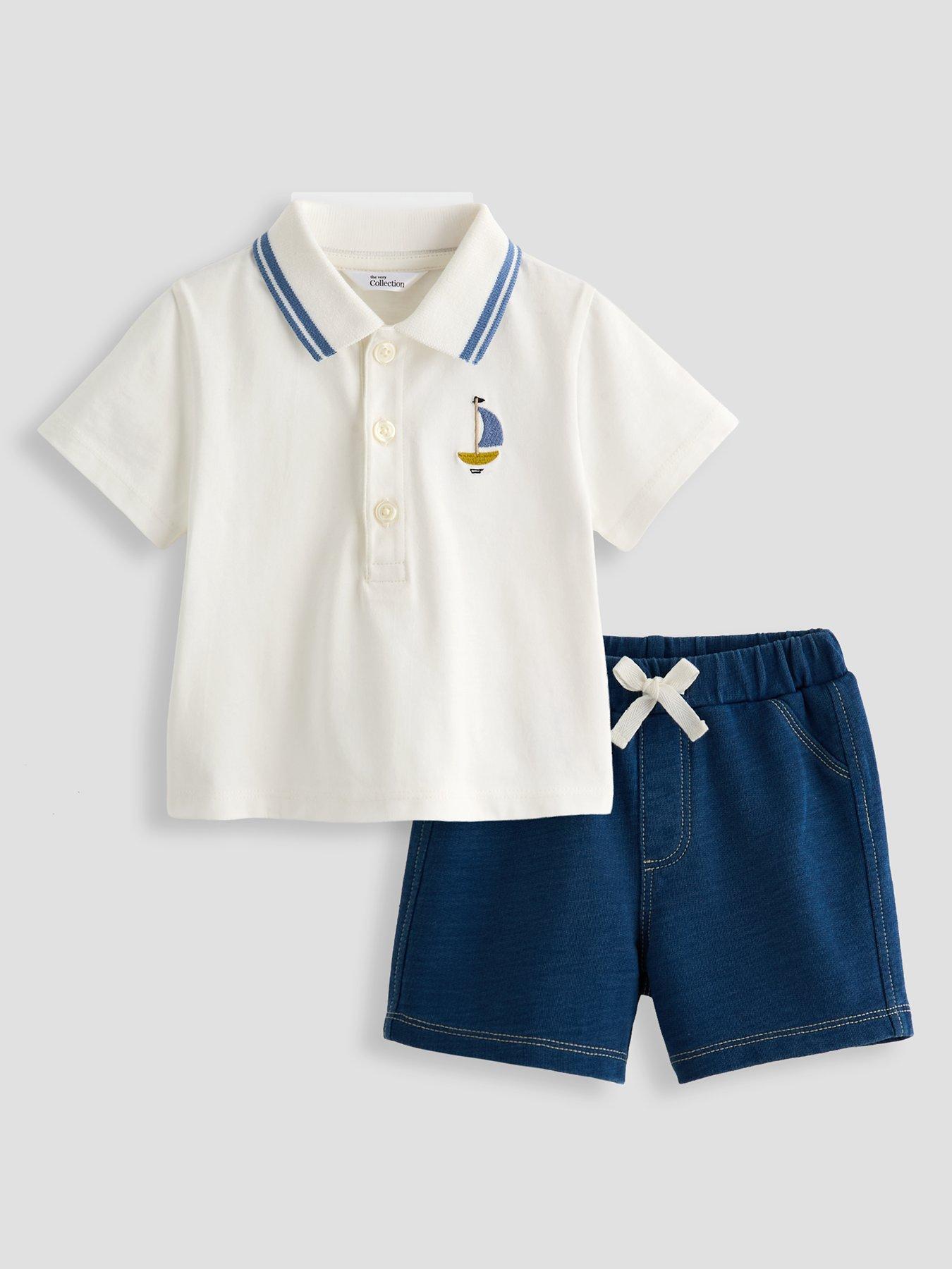 Image 1 of 6 of The Very Collection Baby Boy Polo And Short Set - White