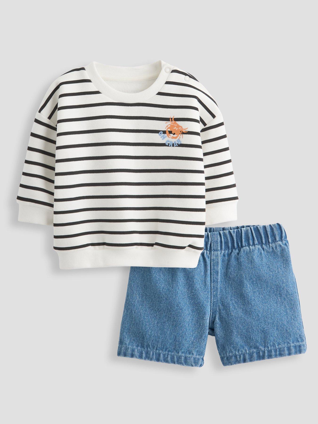 Image 1 of 5 of The Very Collection Baby Boy Sweatshirt &amp; Shorts Set - White