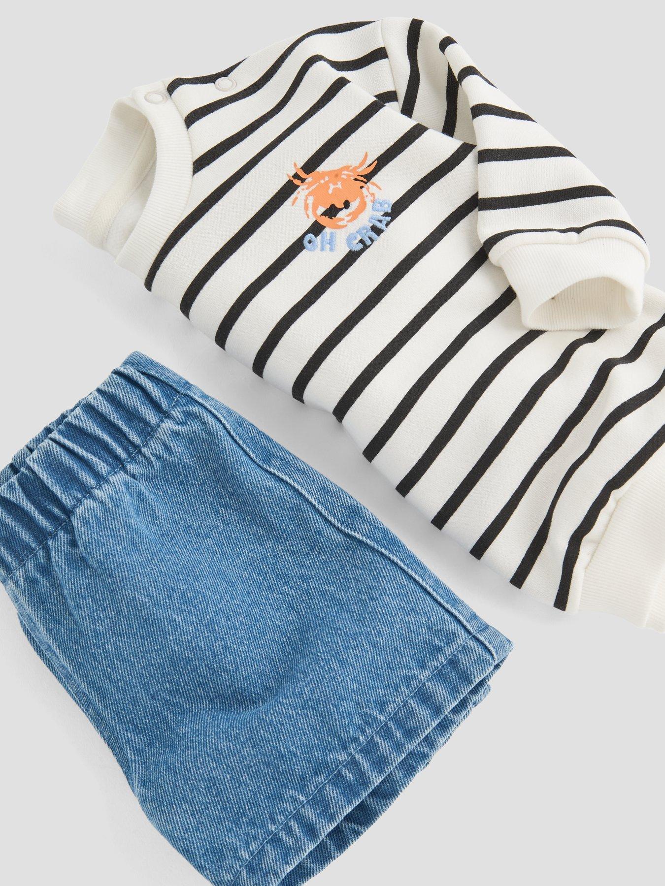 Image 4 of 5 of The Very Collection Baby Boy Sweatshirt &amp; Shorts Set - White
