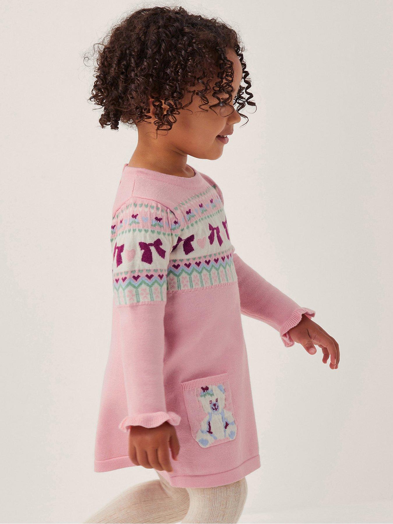Monsoon Baby Girls Bear Pocket Dress - Pink