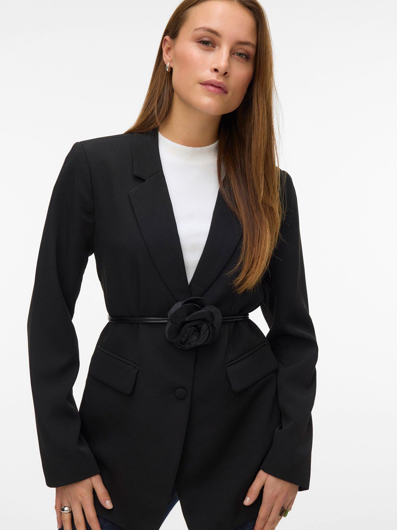 Vero Moda Long Sleeve Longline Blazer - Black