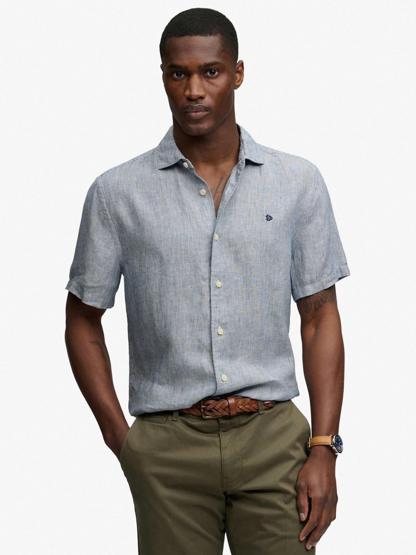 Superdry Superdry Riviera Short Sleeve Linen Shirt - Blue