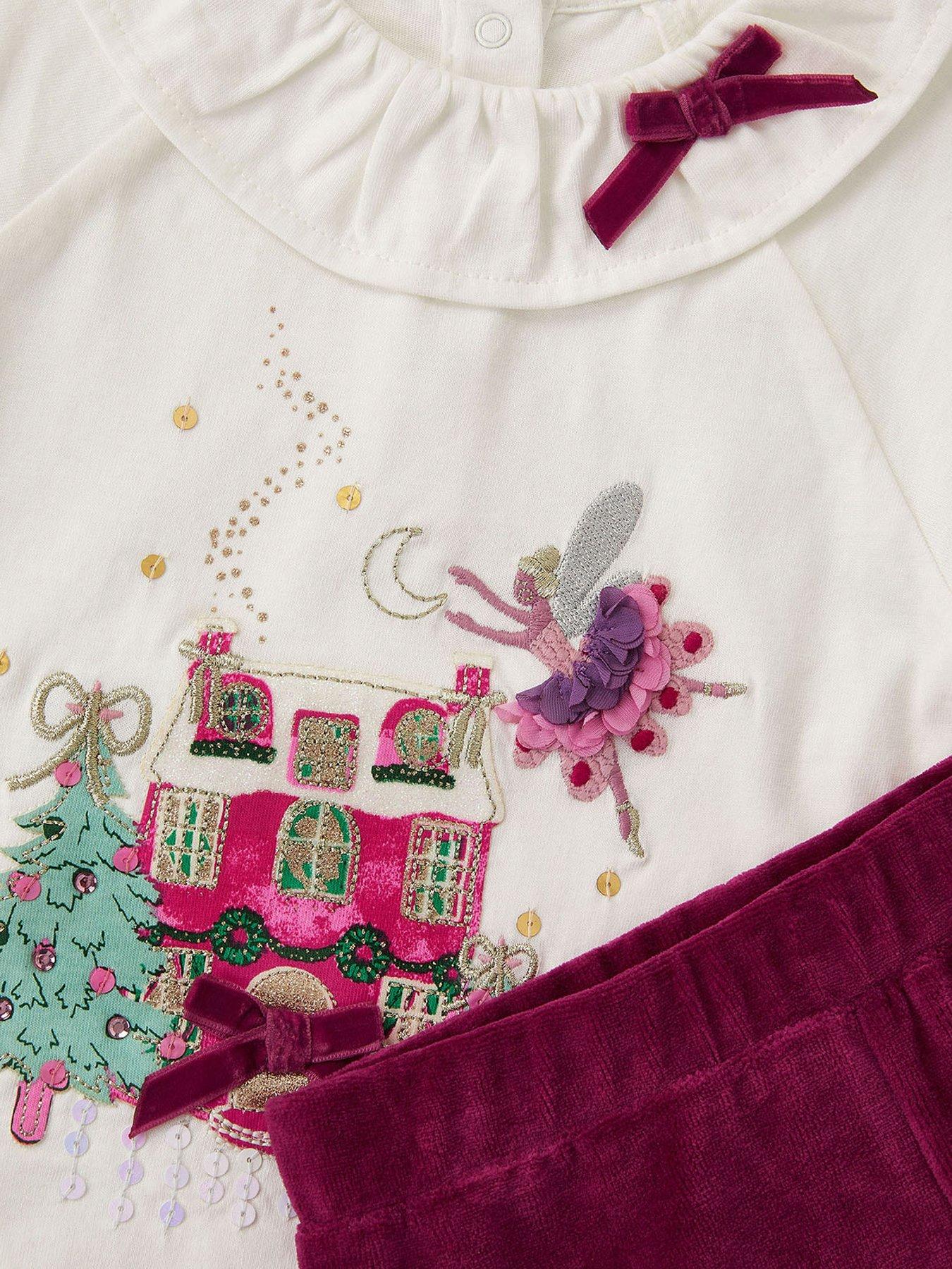  image of monsoon-baby-girls-christmas-top-amp-velour-leggings-set-dark-red