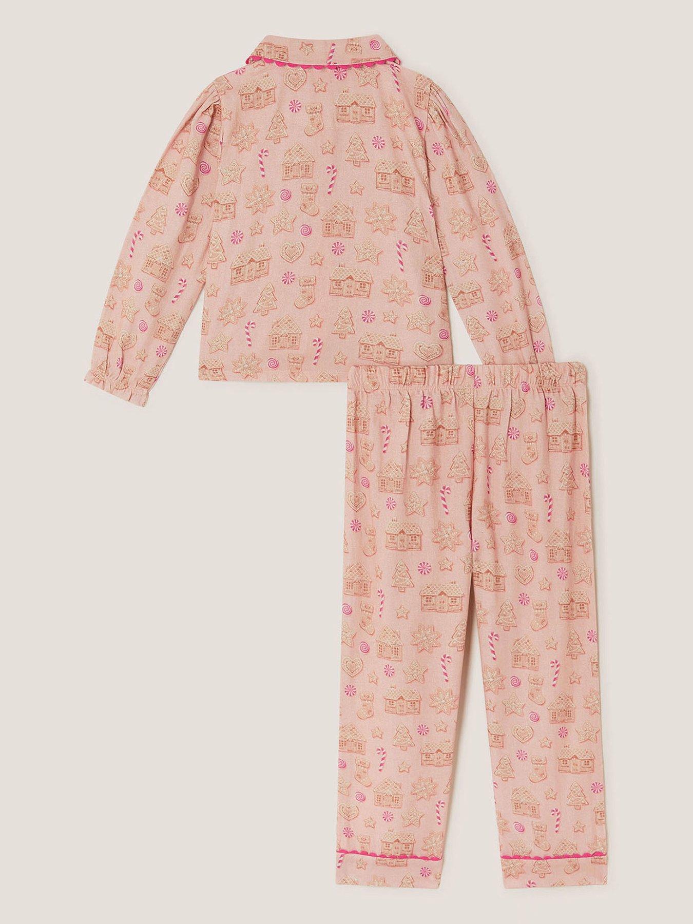 Image 3 of 5 of Monsoon Girls Woven Gingerbread Pyjamas - Pink