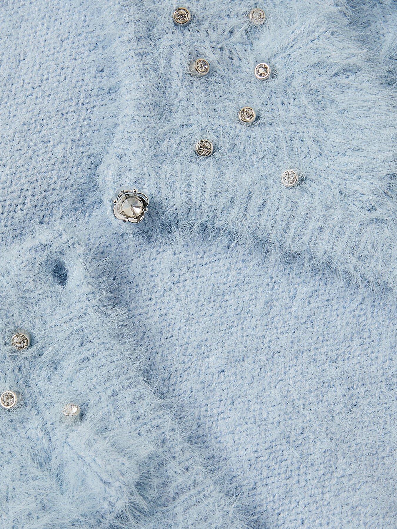 Image 3 of 3 of Monsoon Girls Eyelash Embroidered Cardigan - Blue