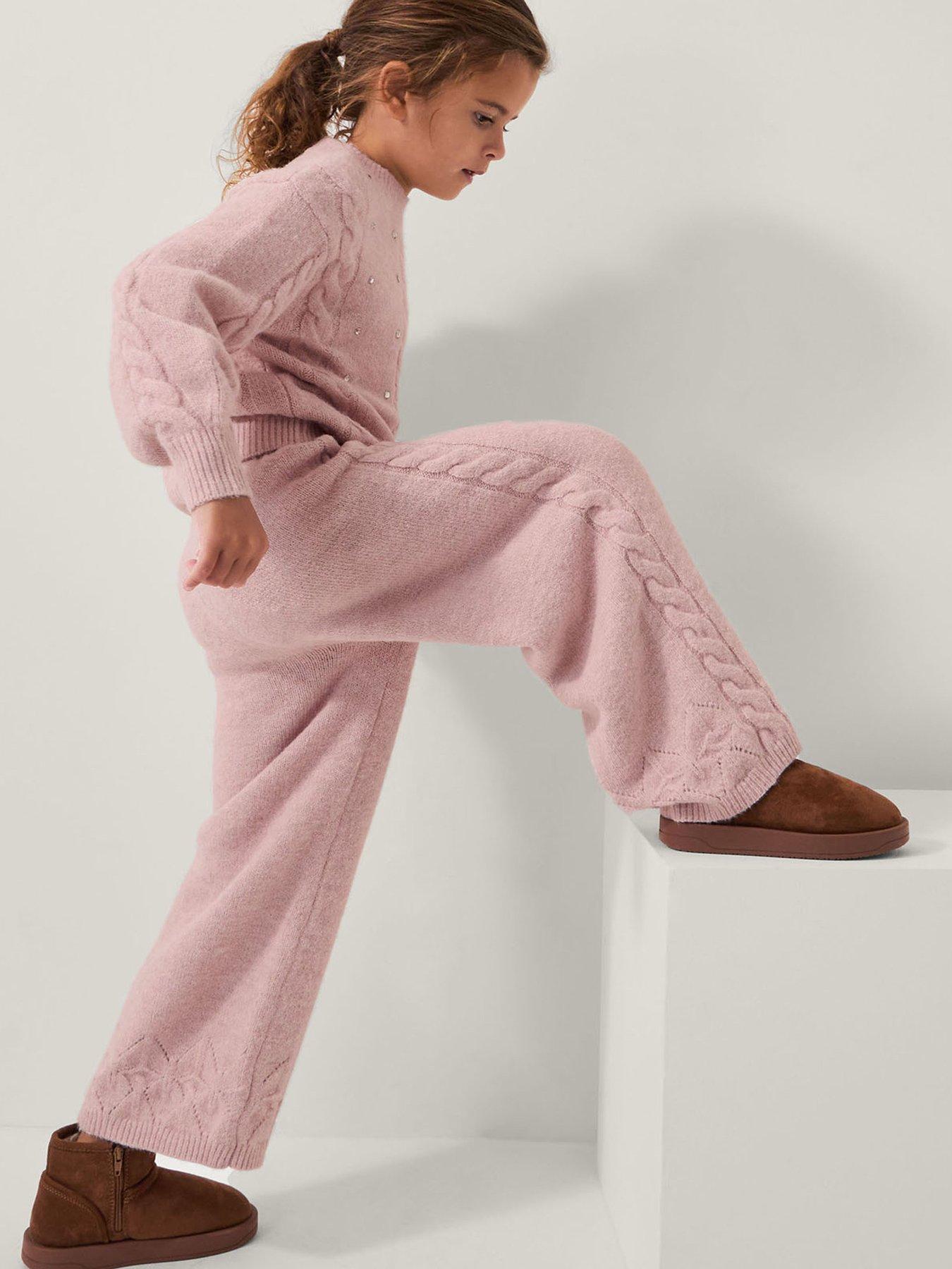 Monsoon Girls Cable Knit Hotfix Trouser - Pink