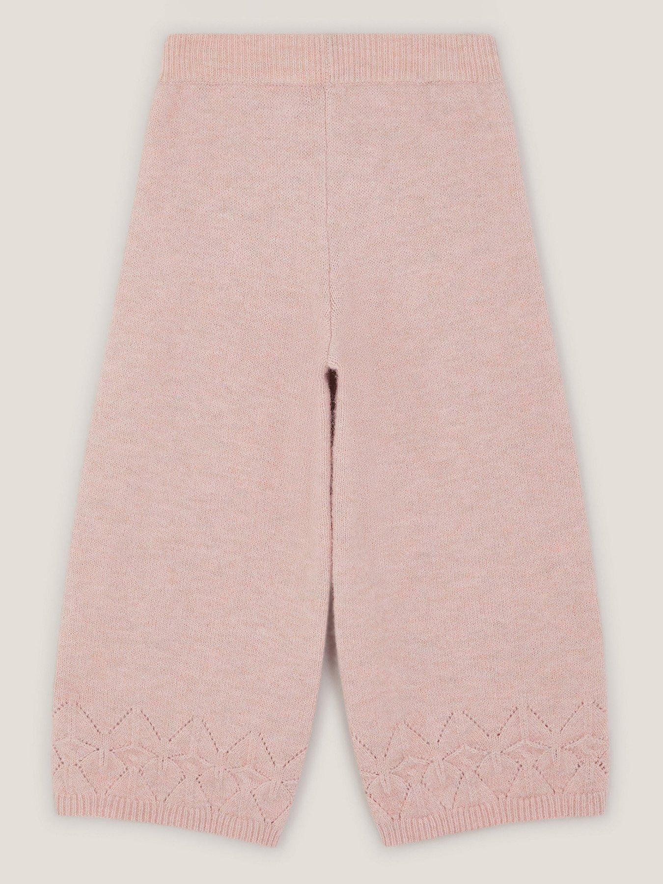  image of monsoon-girls-cable-knit-hotfix-co-ord-trousers-pink