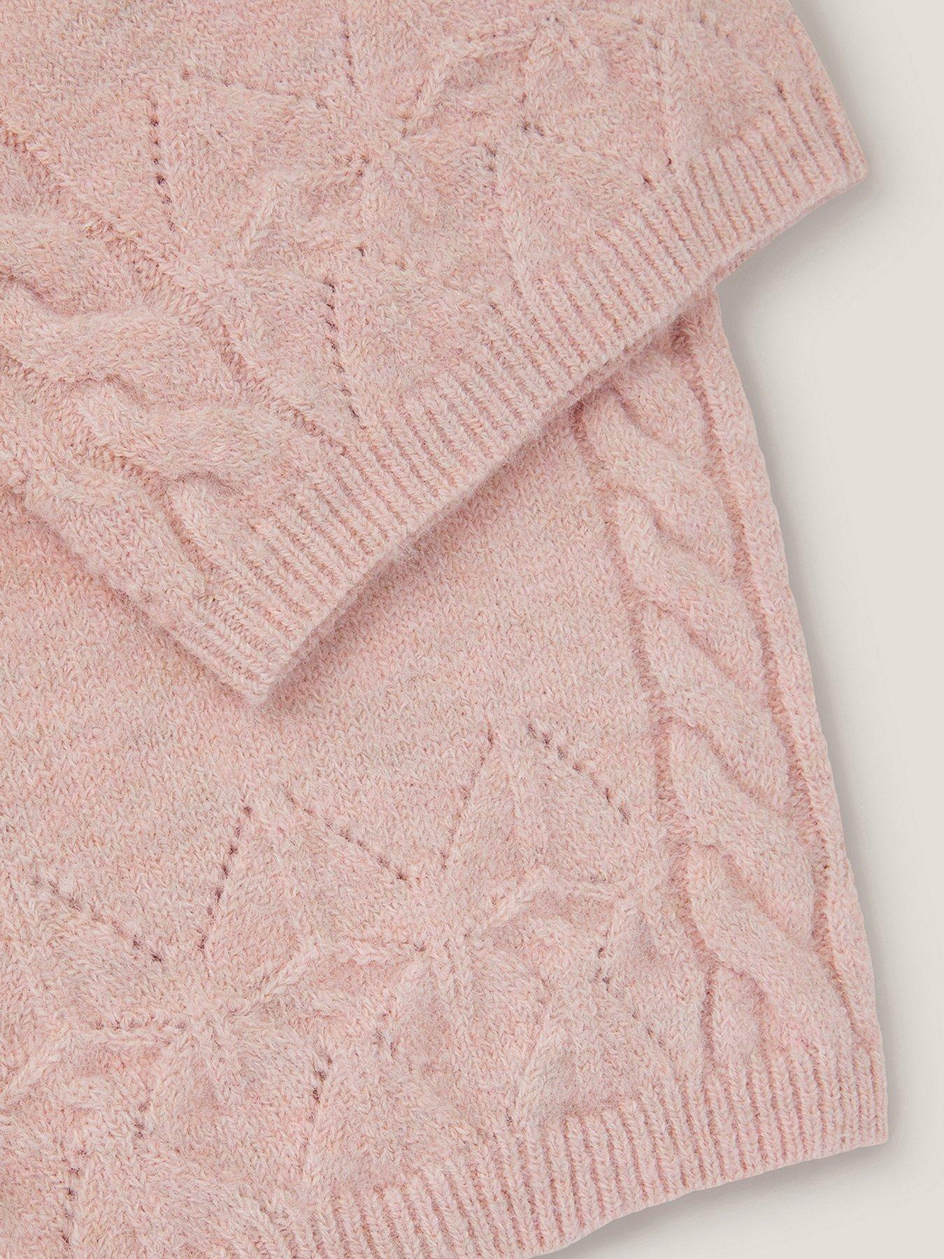  image of monsoon-girls-cable-knit-hotfix-co-ord-trousers-pink
