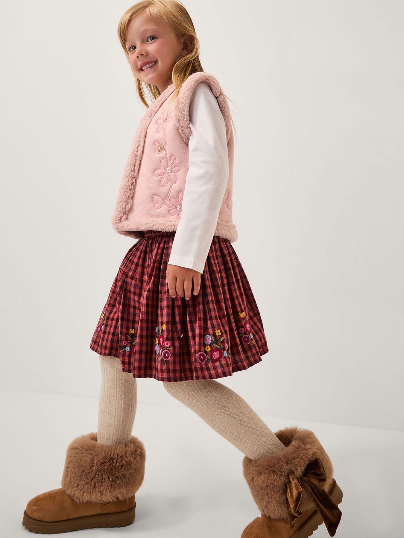 Monsoon Girls Floral Embellished Suedette Gilet - Pink