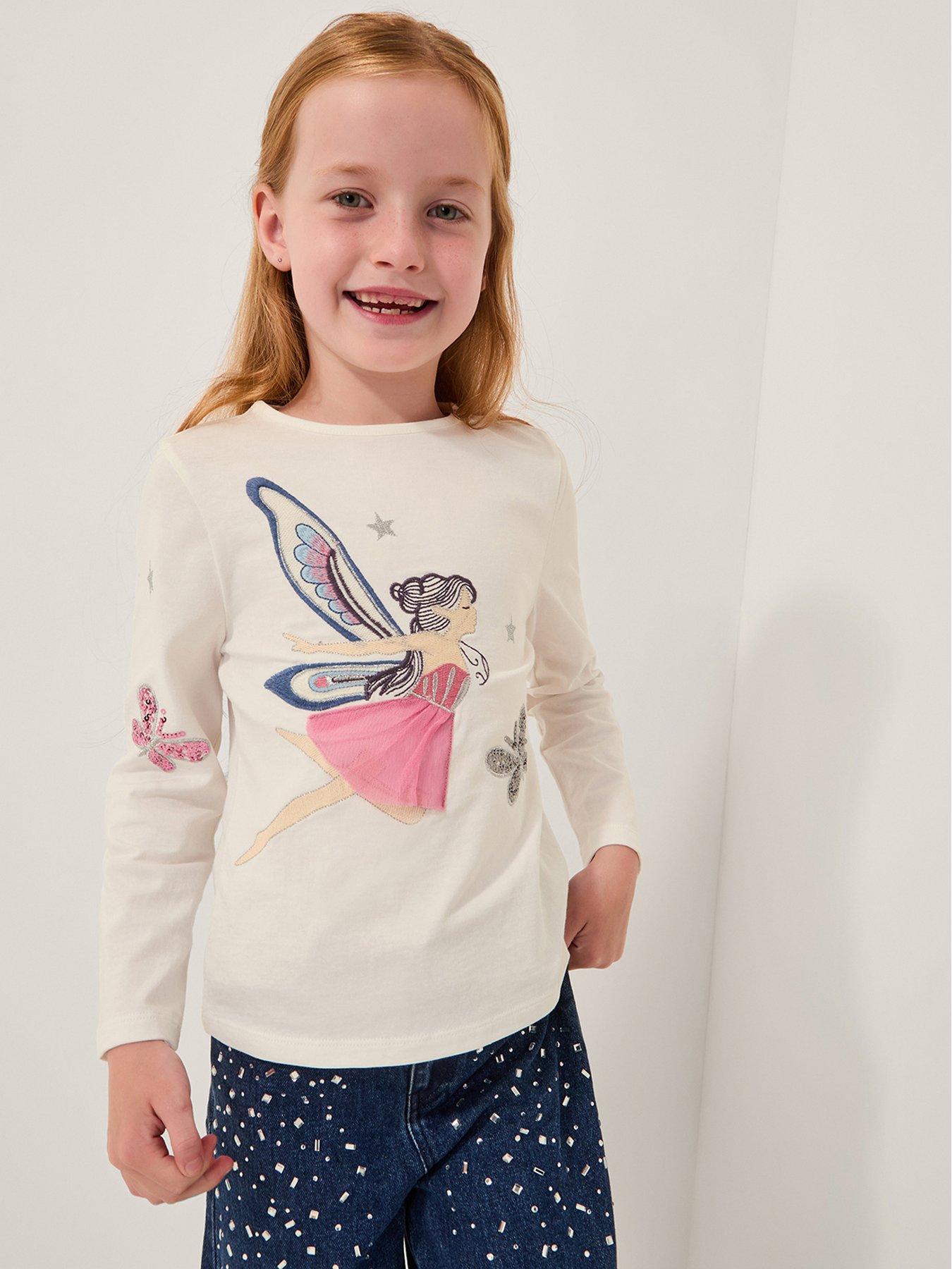 Monsoon Girls Long Sleeve Enchanted Tshirt - Light Cream