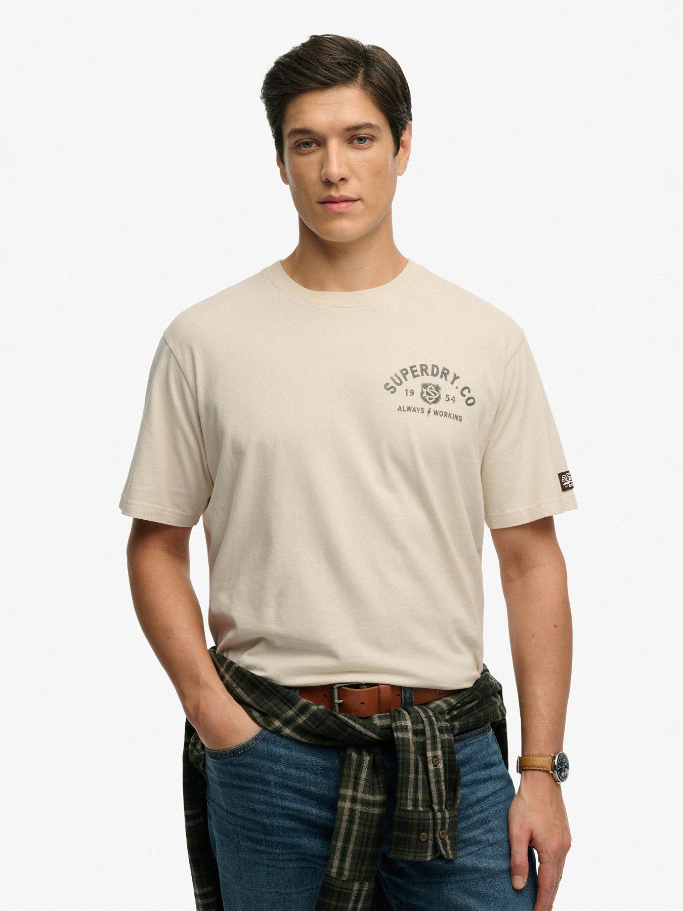 Superdry Heritage Biker Graphic Loose Fit T-Shirt - Beige
