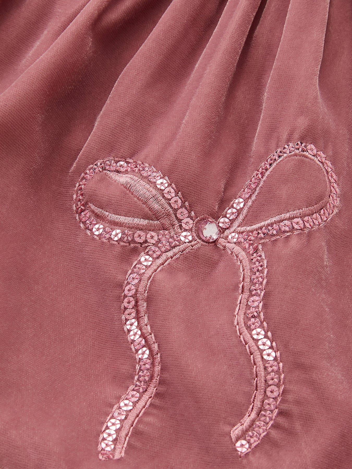 Image 4 of 4 of Monsoon Baby Girls Broderie Top &amp; Bow Pinafore Dress Set - Pink