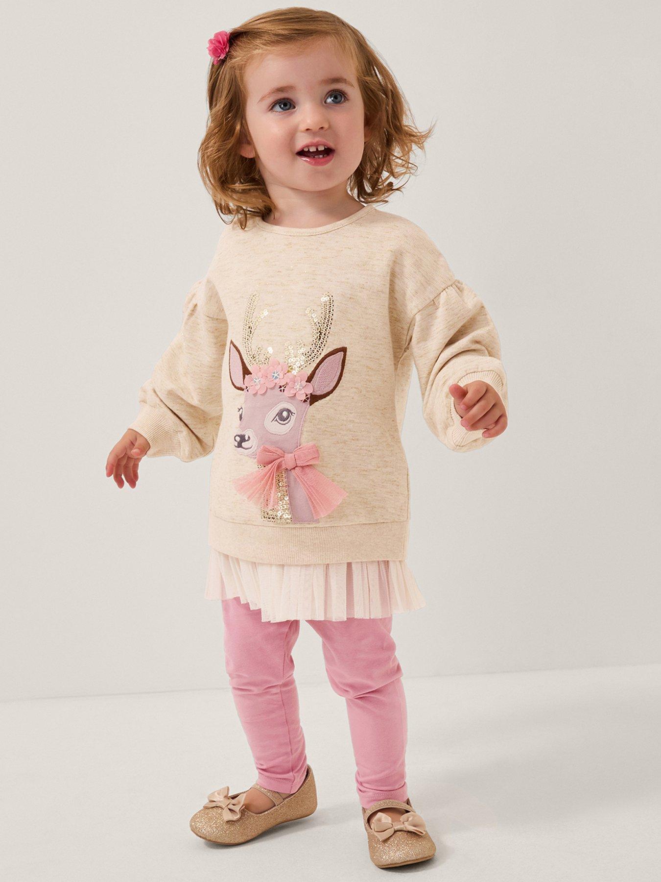 Monsoon Baby Girls Deer Sweat  &  Legging Set - Light Cream