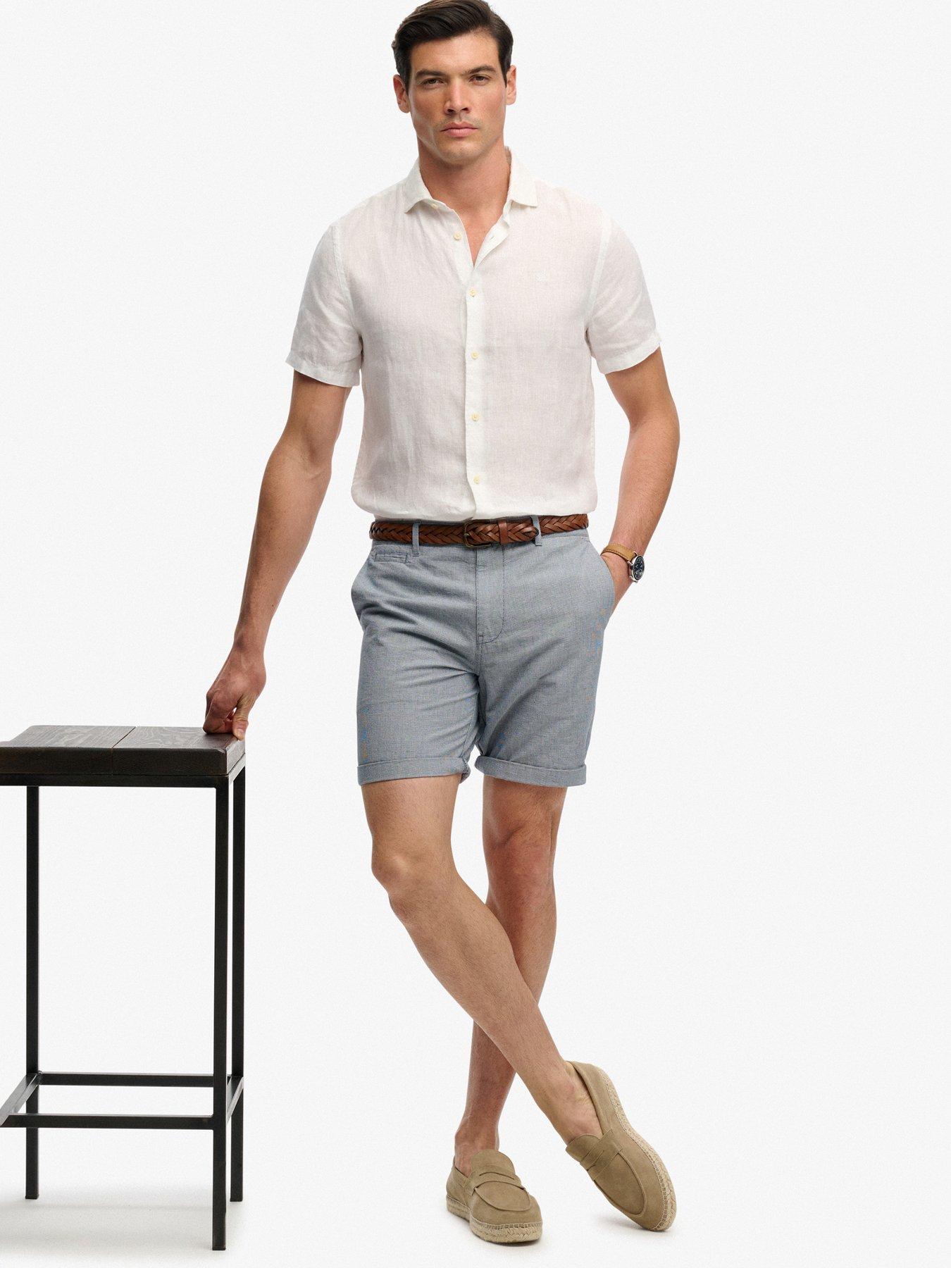 Image 4 of 5 of Superdry Premium Textured Chino Shorts - Blue