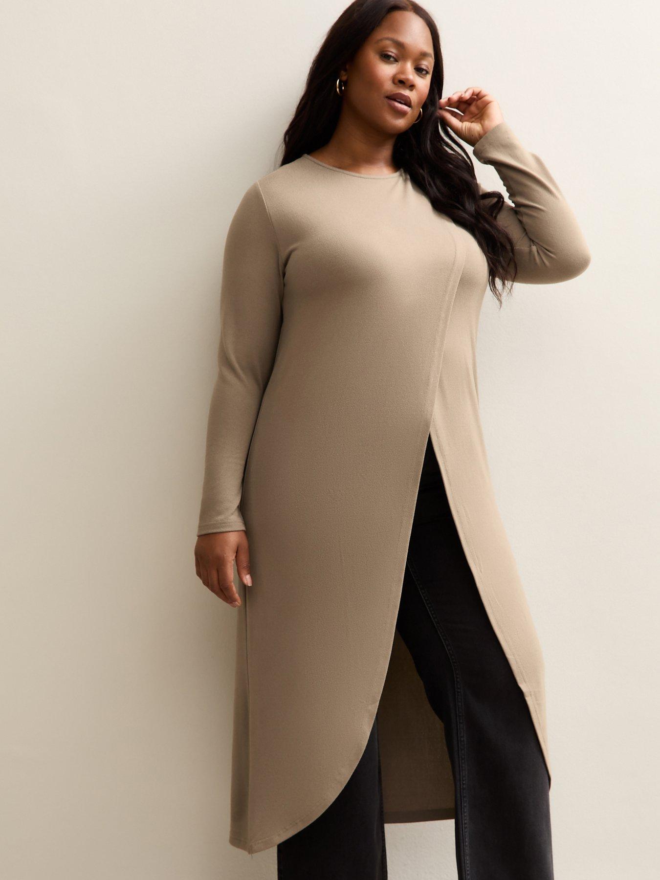  image of new-look-curves-mink-soft-touch-longline-wrap-top