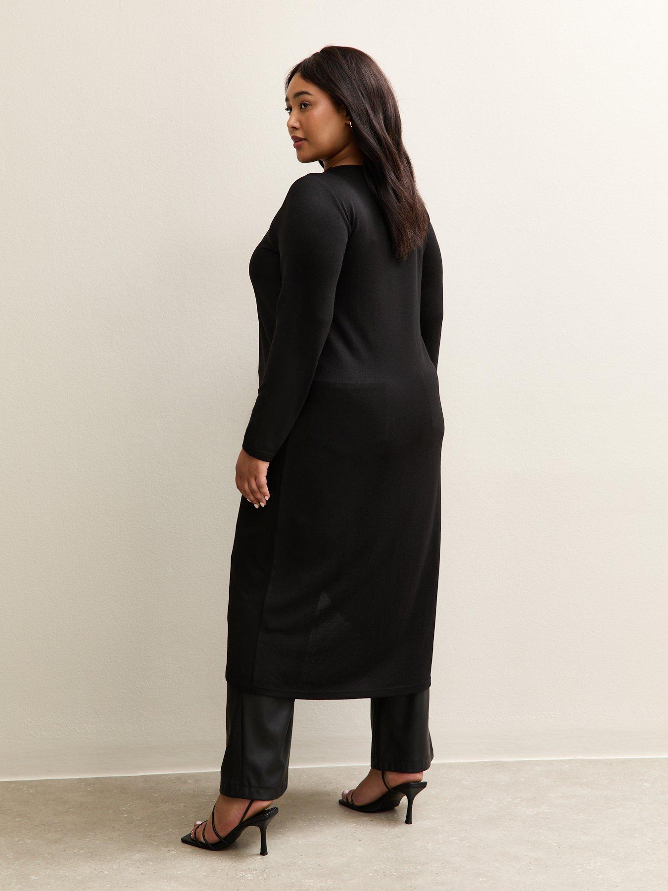 Image 2 of 5 of New Look Curves Black Soft Touch Longline Wrap Top