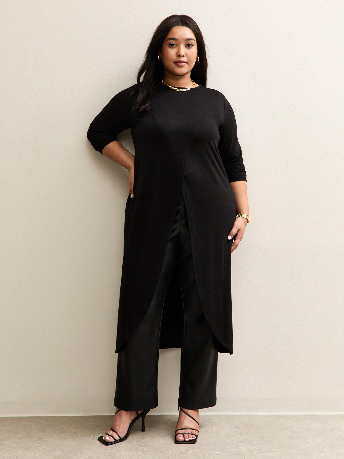 Image 3 of 5 of New Look Curves Black Soft Touch Longline Wrap Top