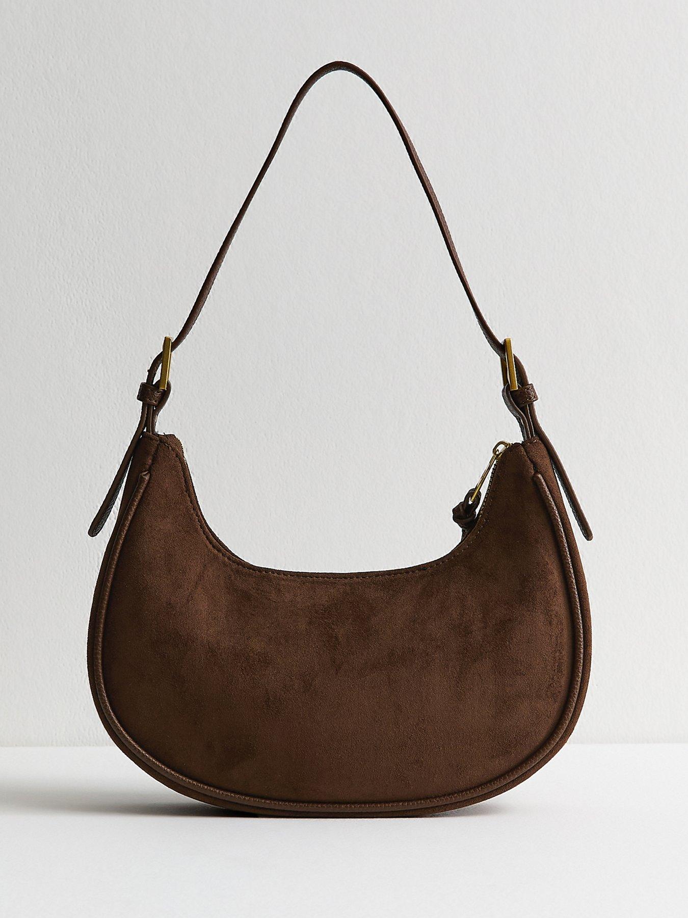  image of new-look-faux-suede-scoop-shoulder-bag-brown