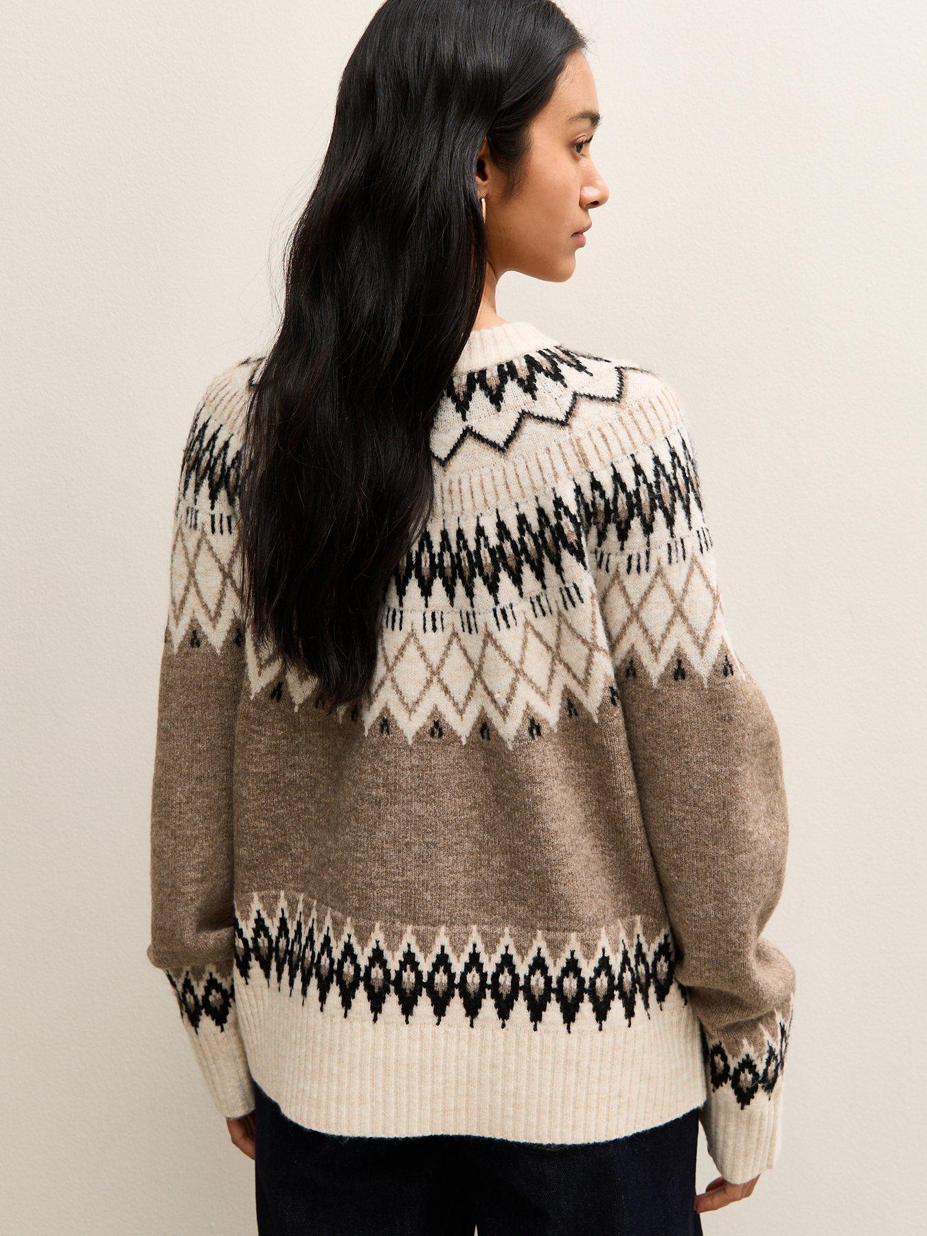Image 2 of 5 of New Look Fairisle Crew Neck Jumper - Brown