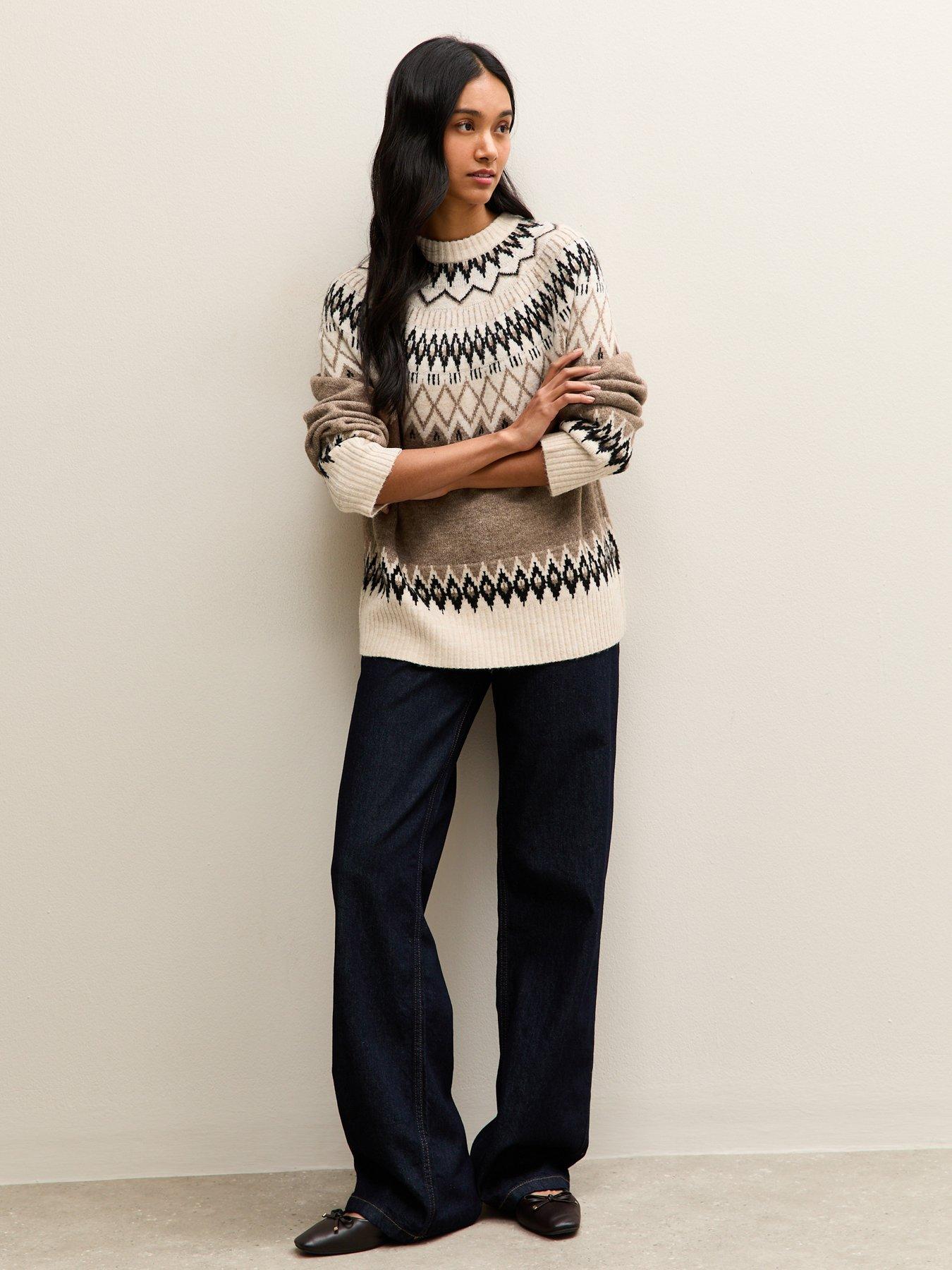 Image 3 of 5 of New Look Fairisle Crew Neck Jumper - Brown