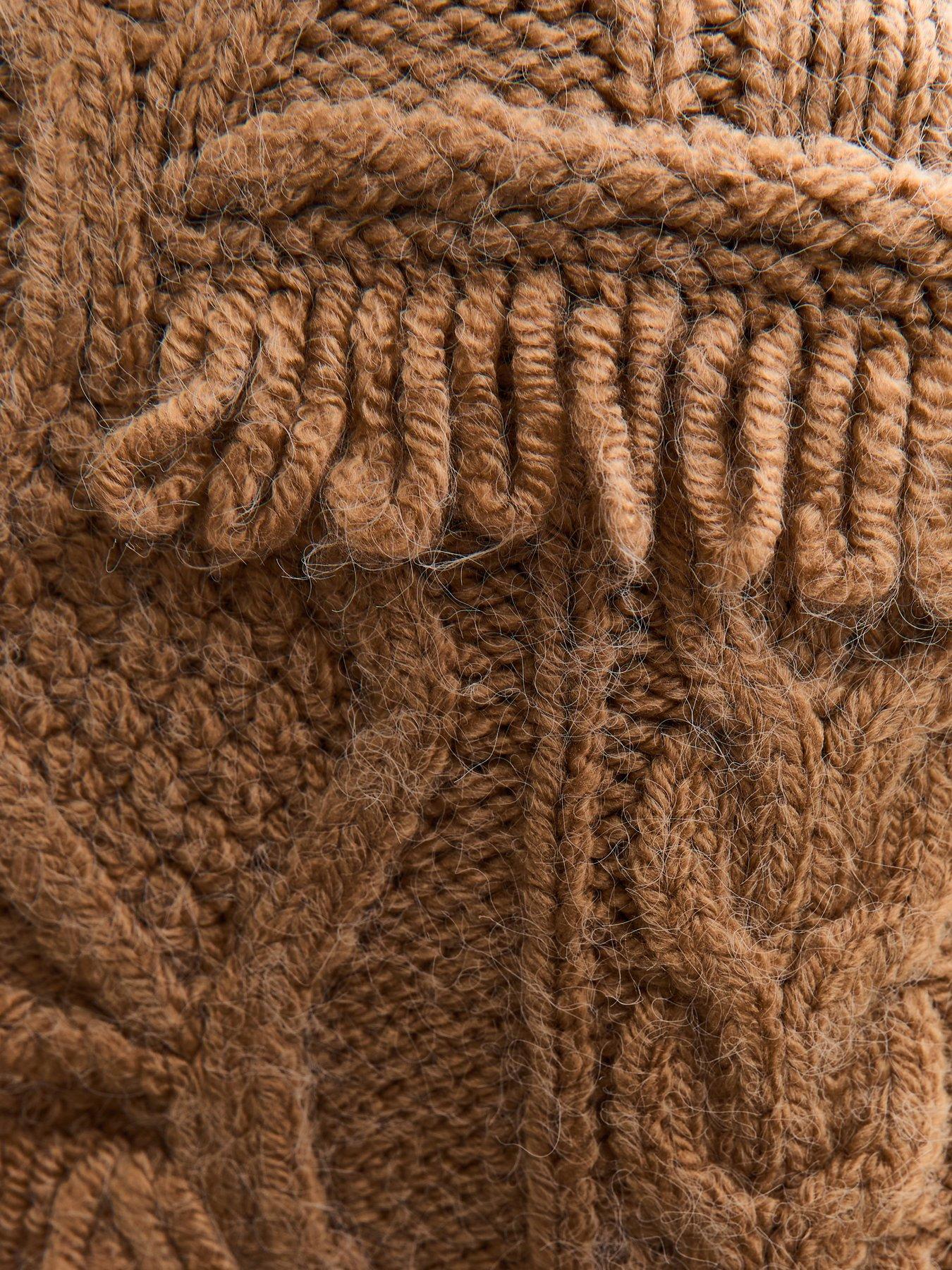  image of new-look-camel-multi-knit-fringed-jumper-beige