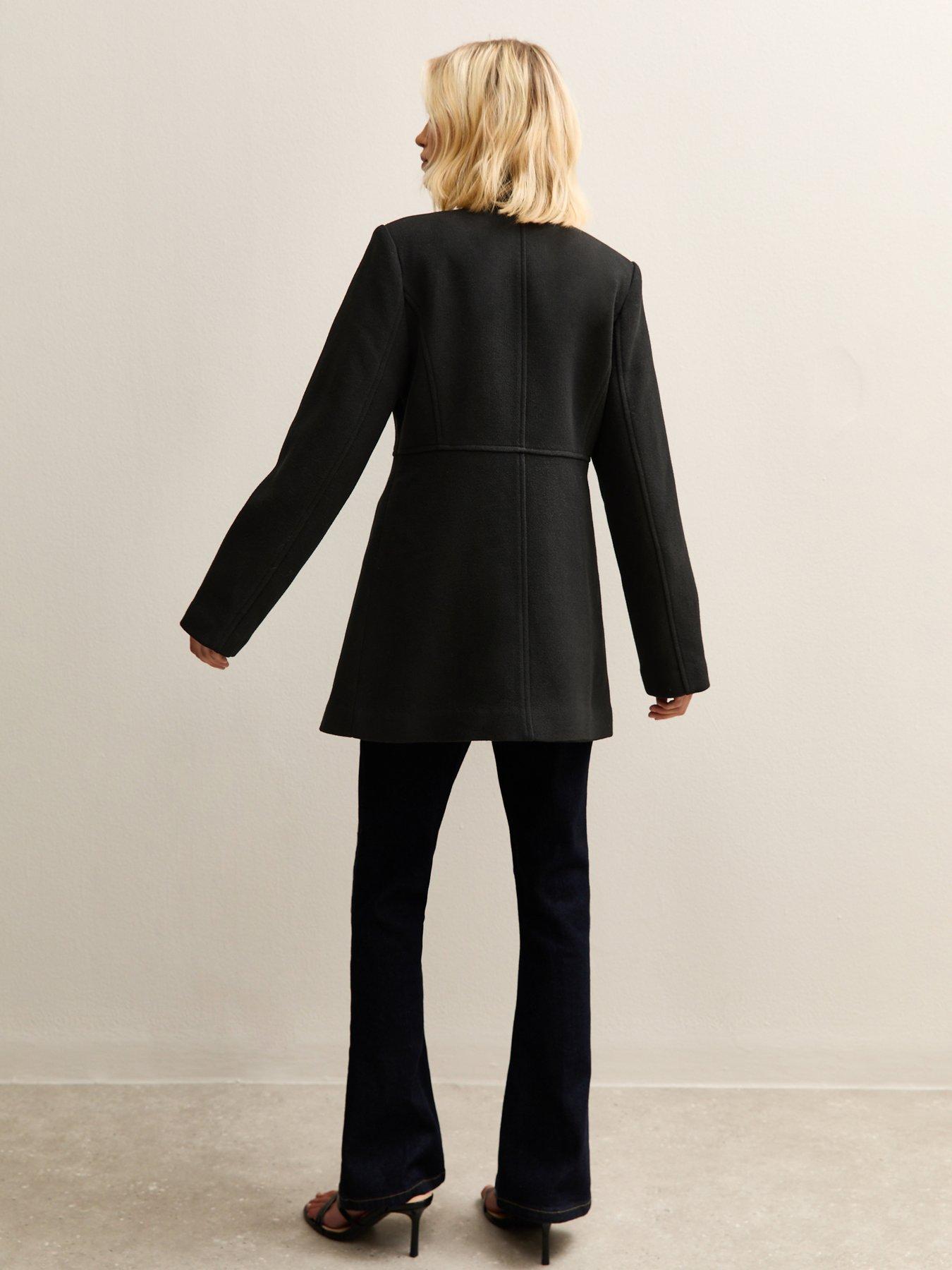  image of new-look-black-double-breasted-coat