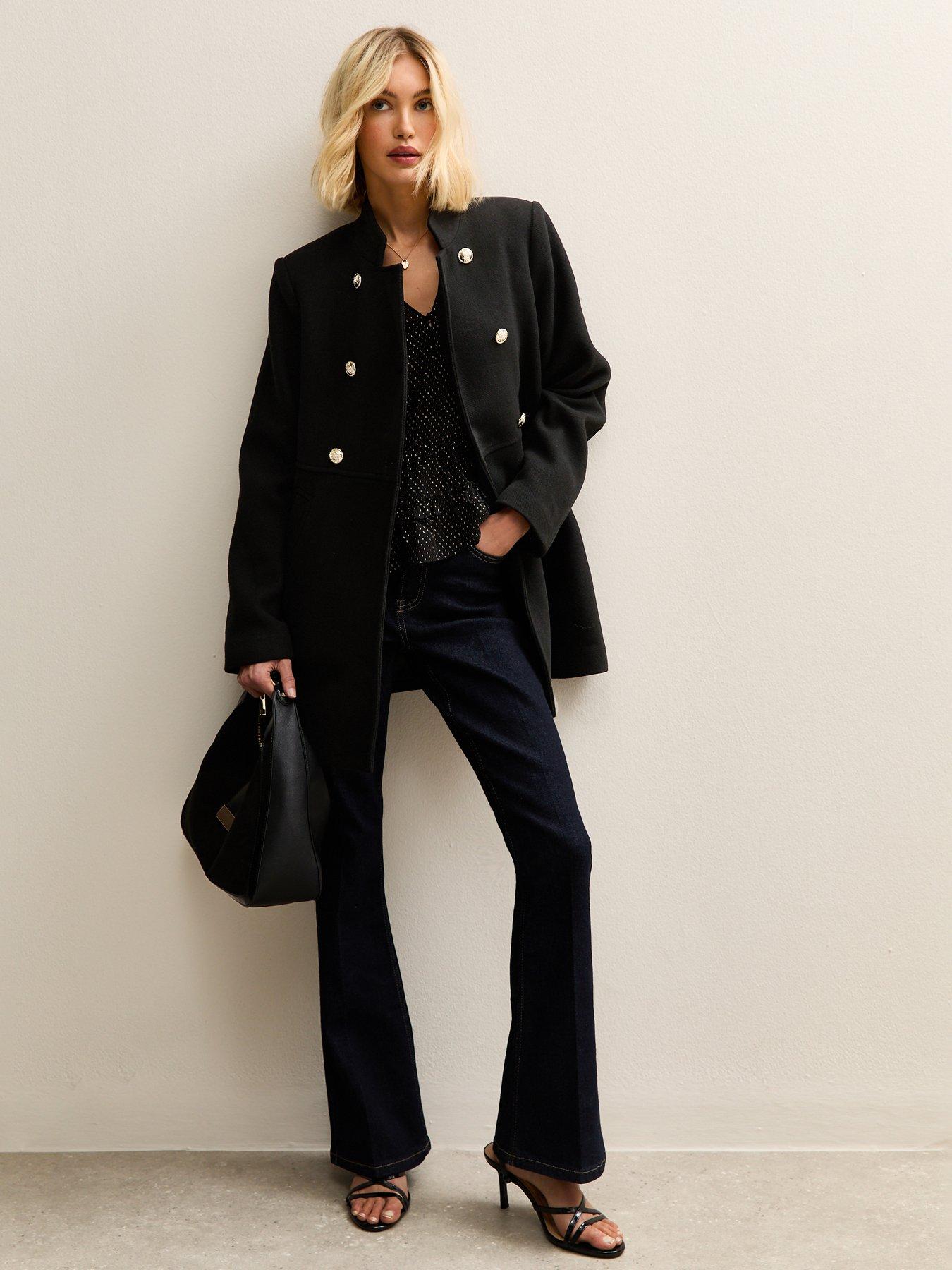  image of new-look-black-double-breasted-coat