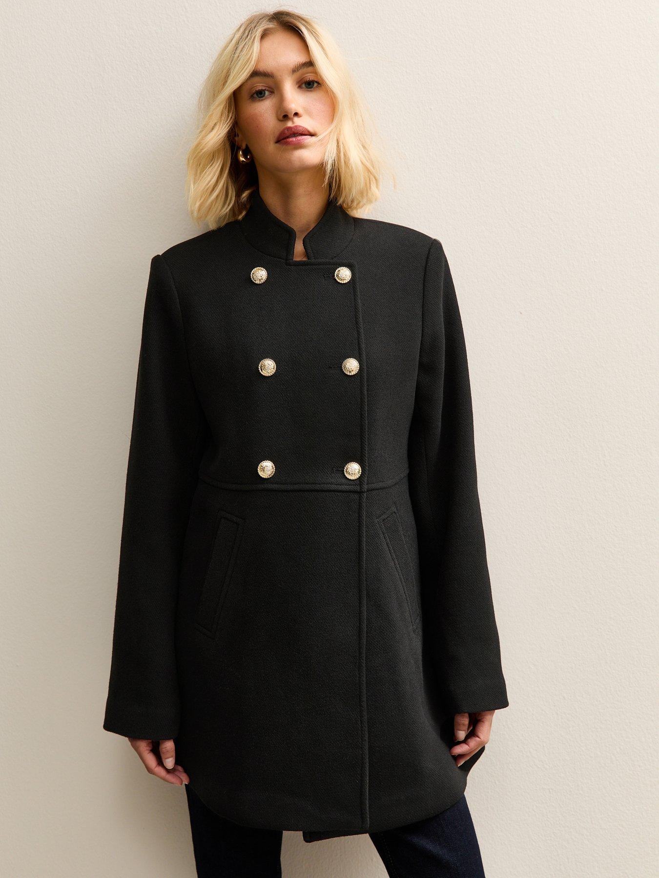  image of new-look-black-double-breasted-coat