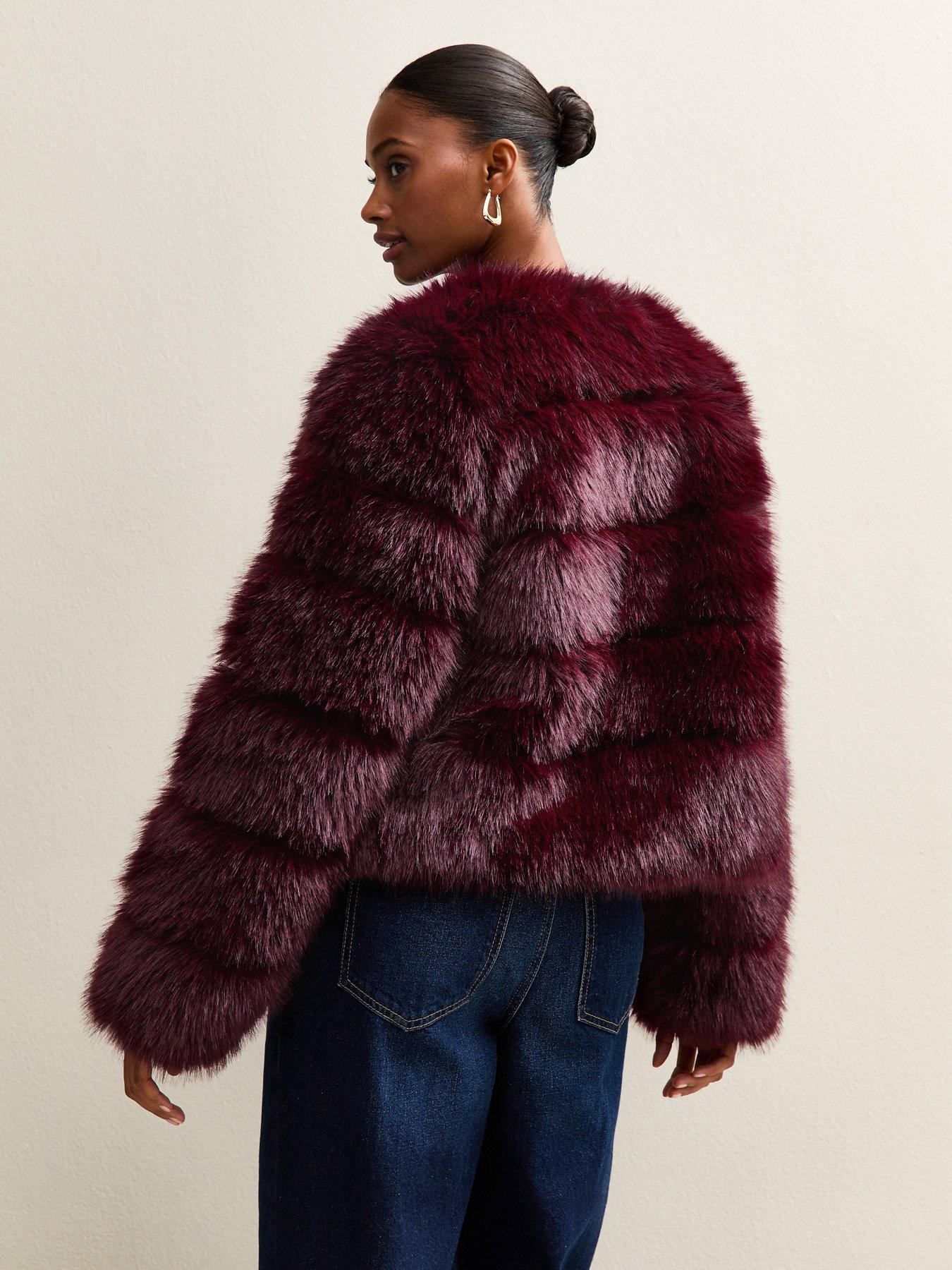 stillFront image of new-look-panelled-faux-fur-jacket-burgundy