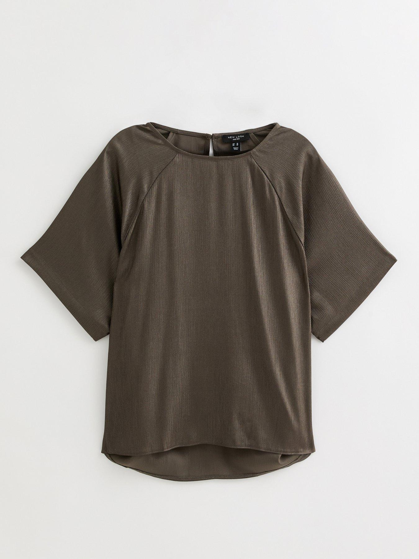  image of new-look-curves-metallic-short-sleeve-blouse-grey