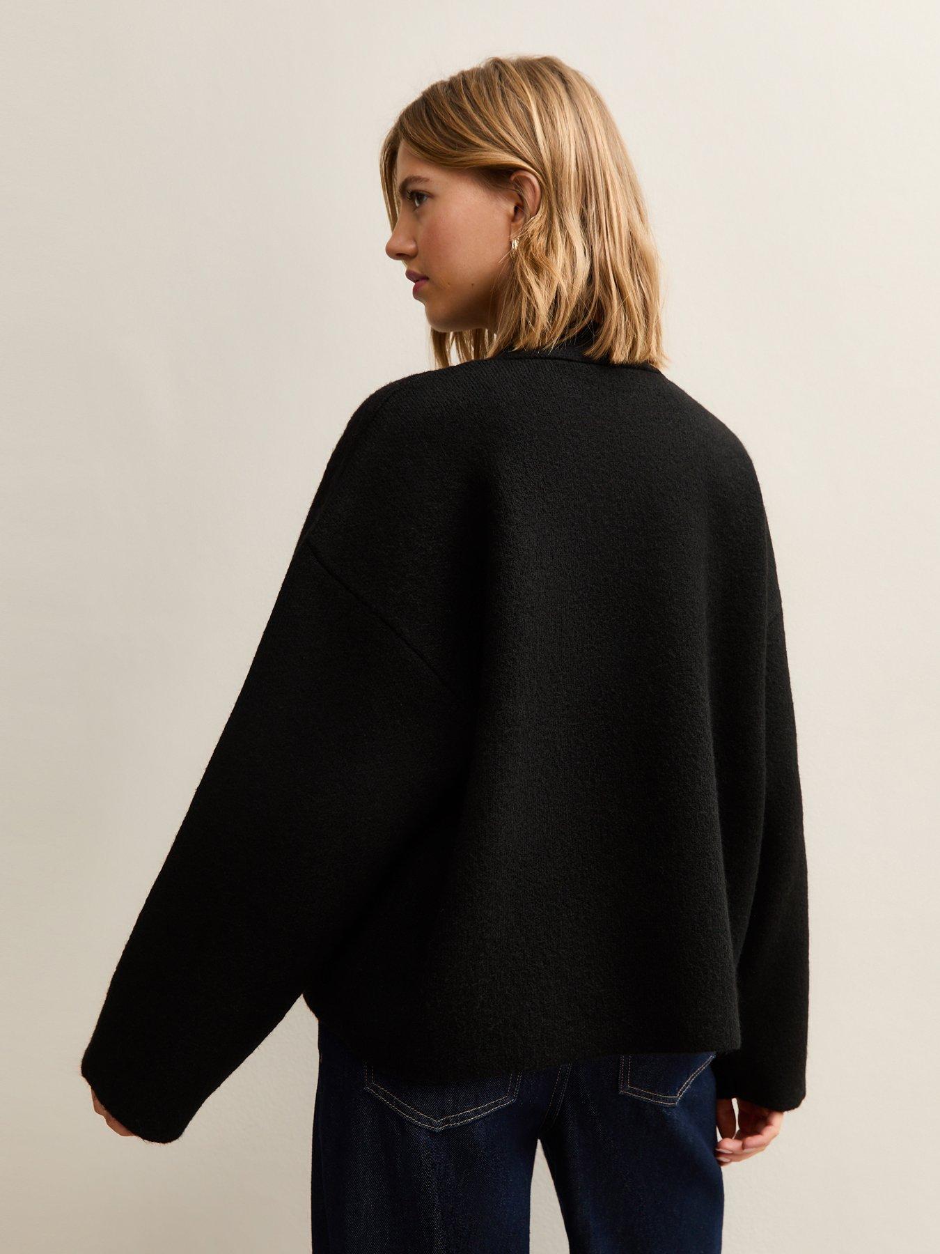 Image 2 of 5 of New Look Black Double Breasted Button Front Cardigan