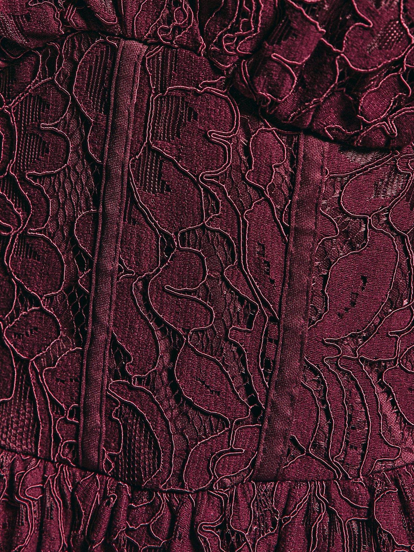 new look burgundy lace dress MACloth Halter 2 Piece Lace Chiffon Long Prom Dress Burgundy Formal Ev main image 1