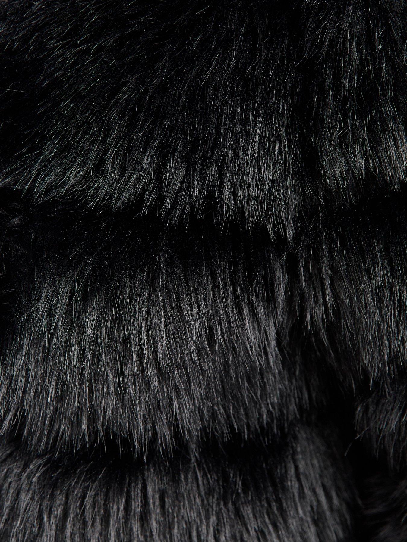  image of new-look-panelled-faux-fur-jacket-black