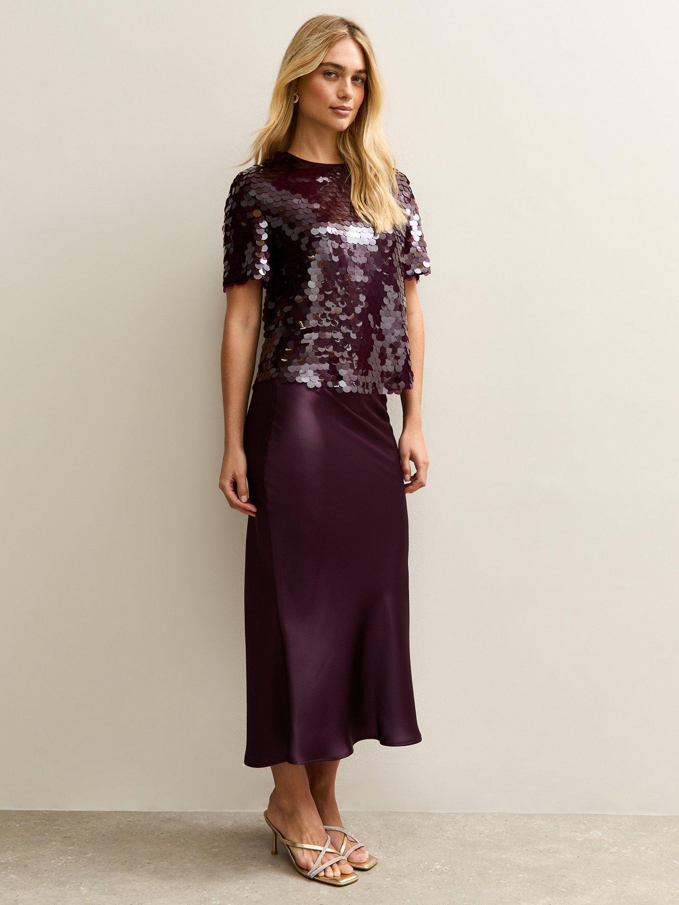  image of new-look-satin-bias-midi-skirt-burgundy