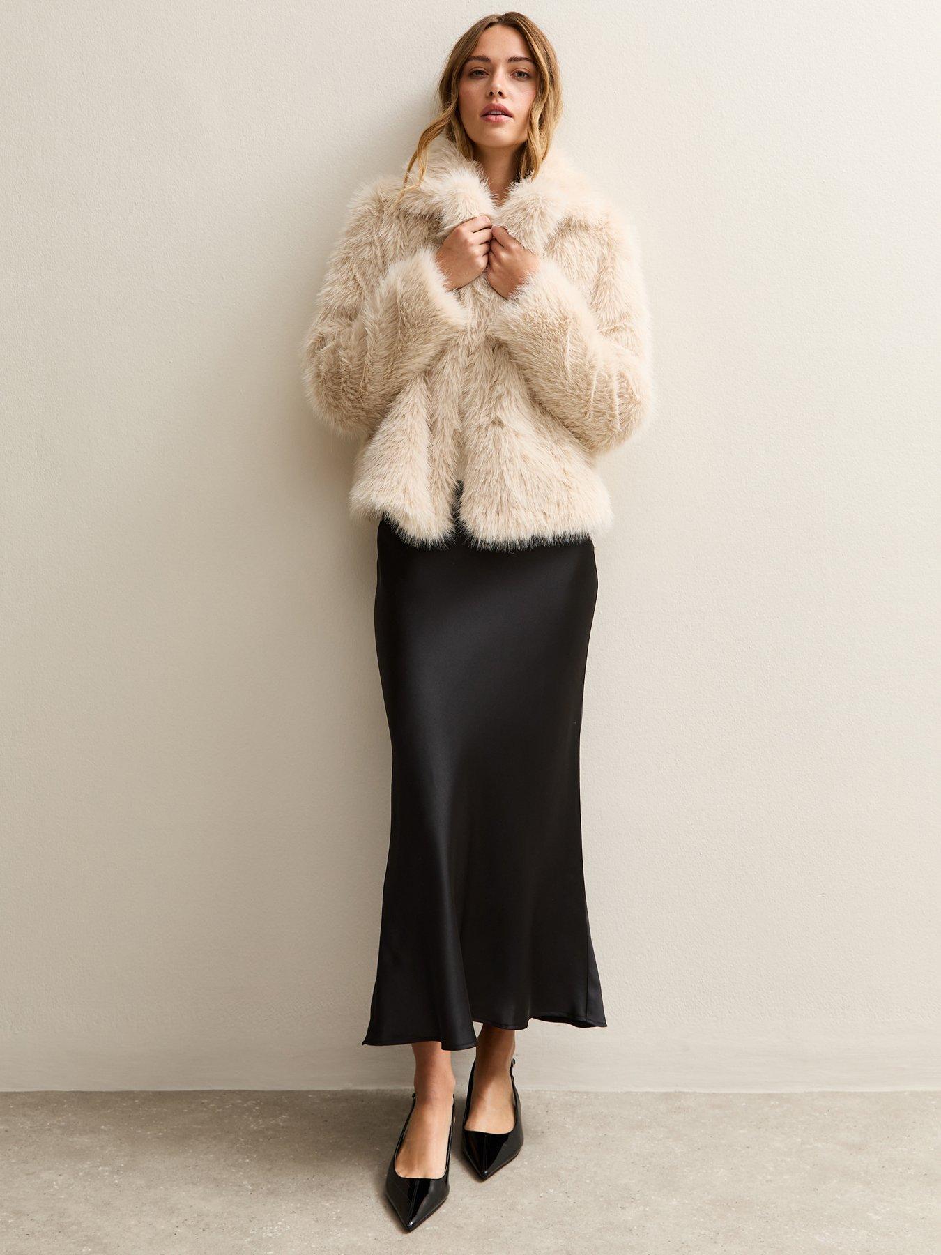 New Look Satin Bias Cut Midi Skirt - Black