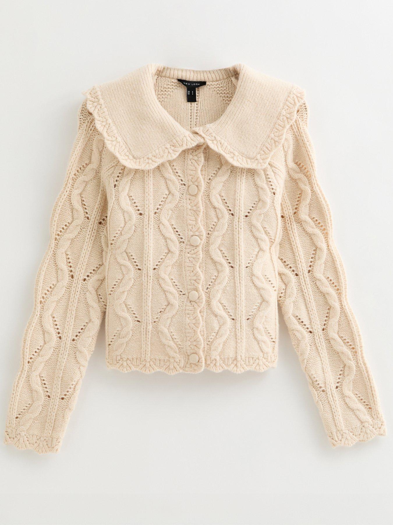  image of new-look-cable-knit-collared-cardigan-cream