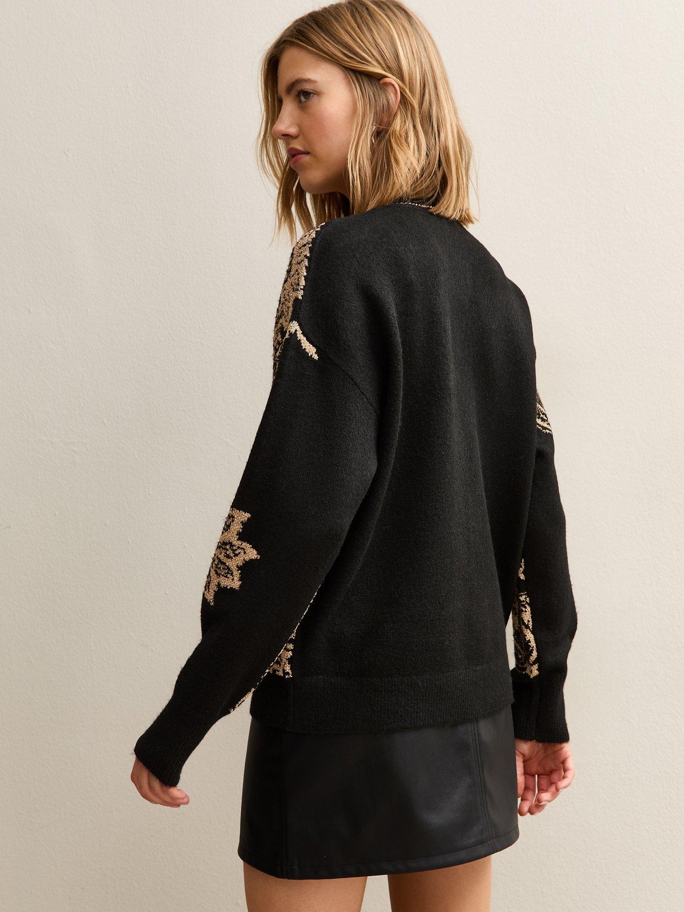 Image 2 of 5 of New Look Black Paisley Jacquard Cardigan