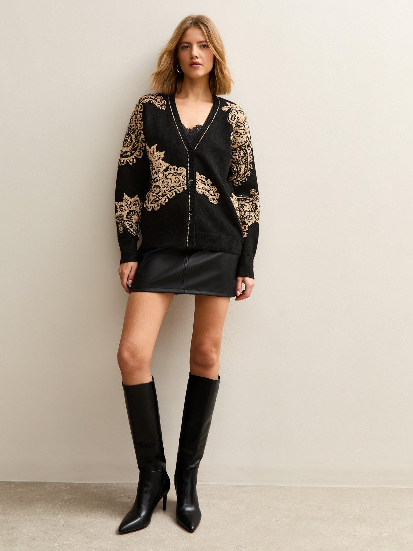 Image 3 of 5 of New Look Black Paisley Jacquard Cardigan