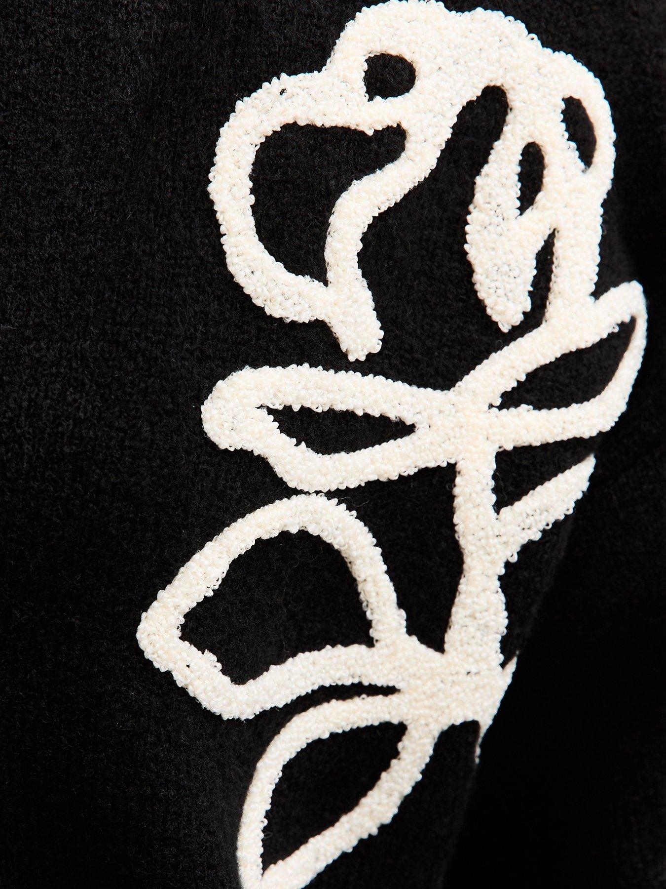  image of new-look-3d-rose-embroidered-crew-cardigan-black