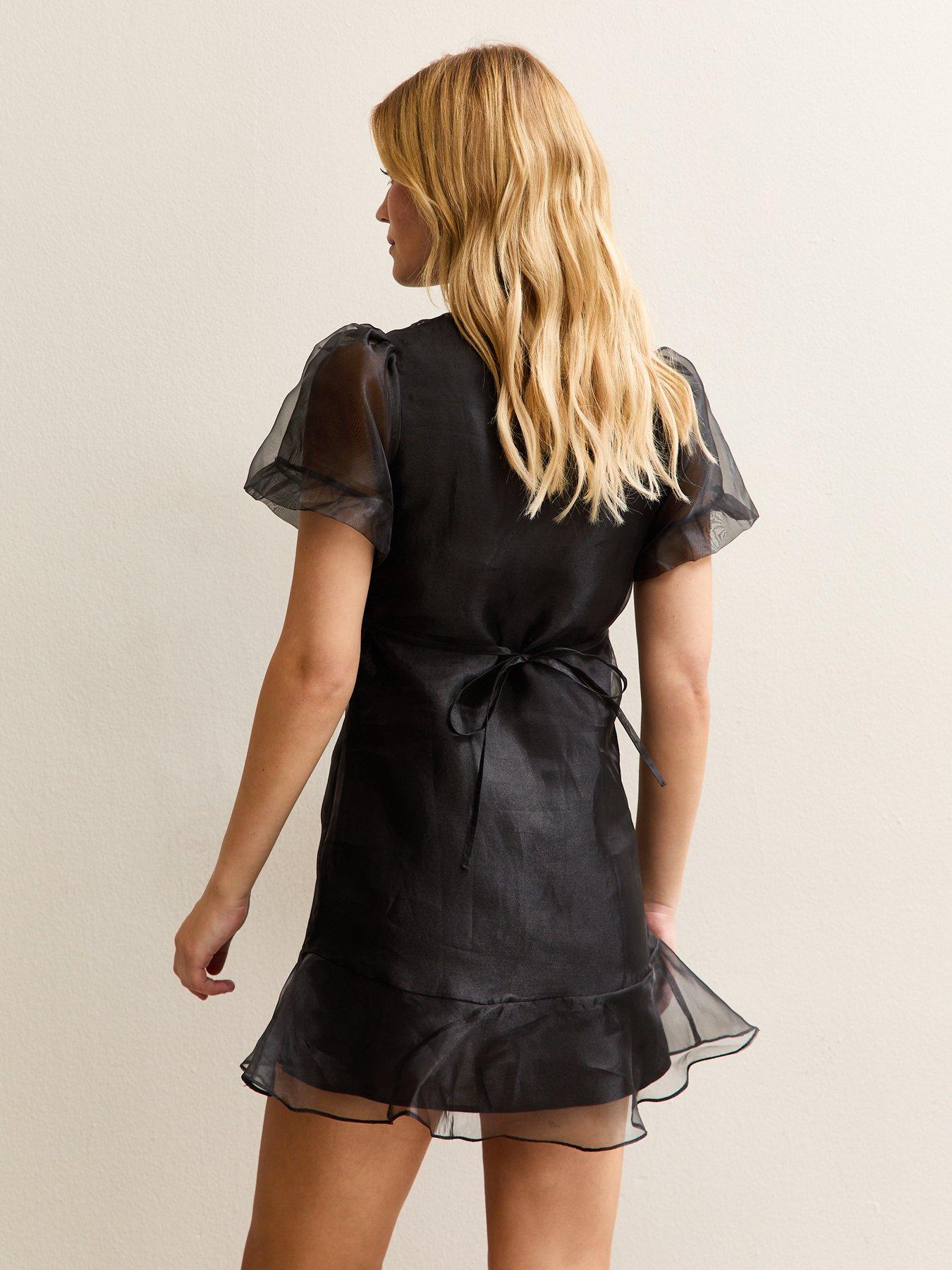  image of new-look-organza-mini-dress-black