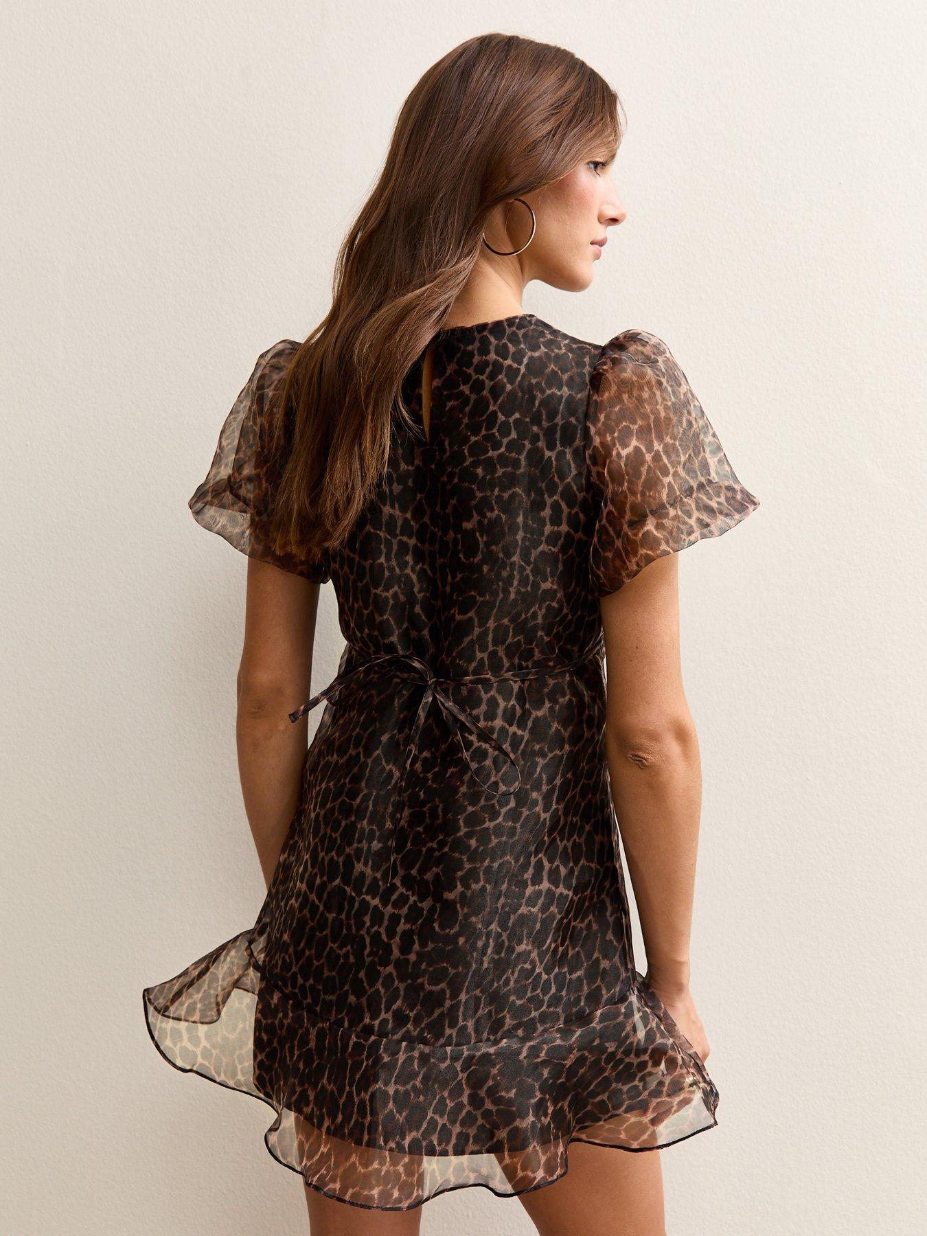 stillFront image of new-look-organza-mini-dress-brown