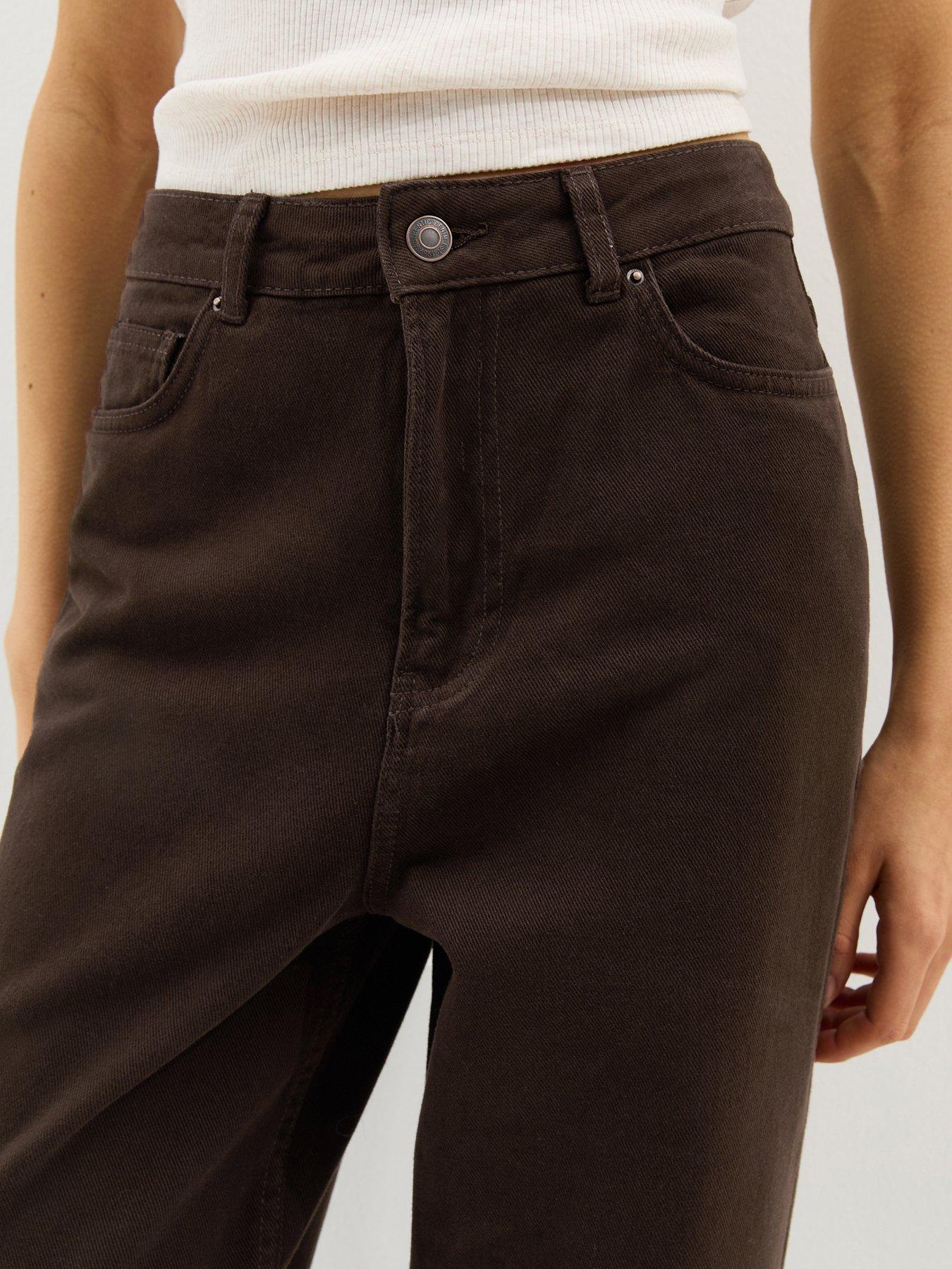 Image 7 of 7 of New Look High Waisted Wide Leg Jeans - Brown